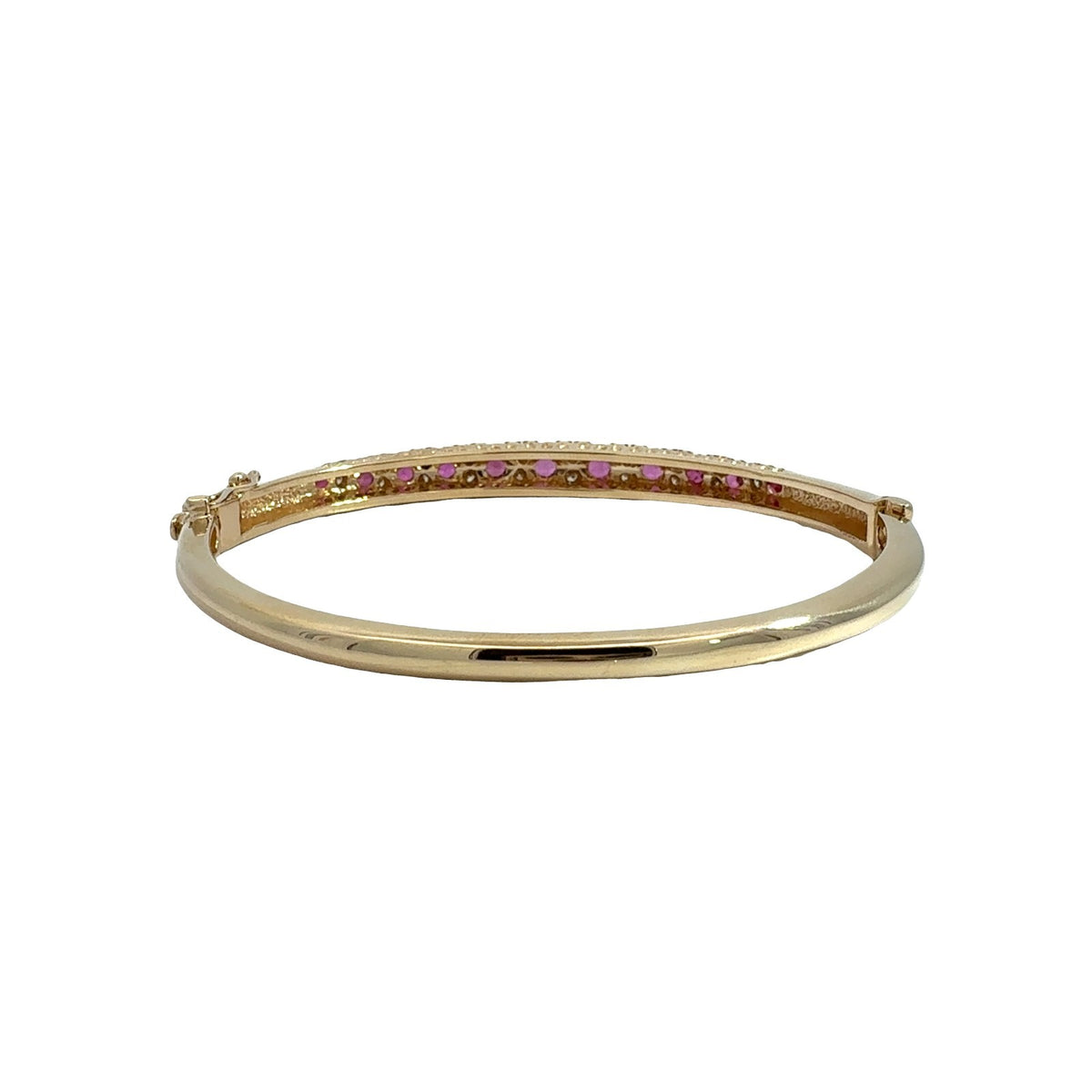 Vintage 14k Yellow Gold 0.77cttw Ruby & 0.29cttw Diamond Hinged Bangle Bracelet3
