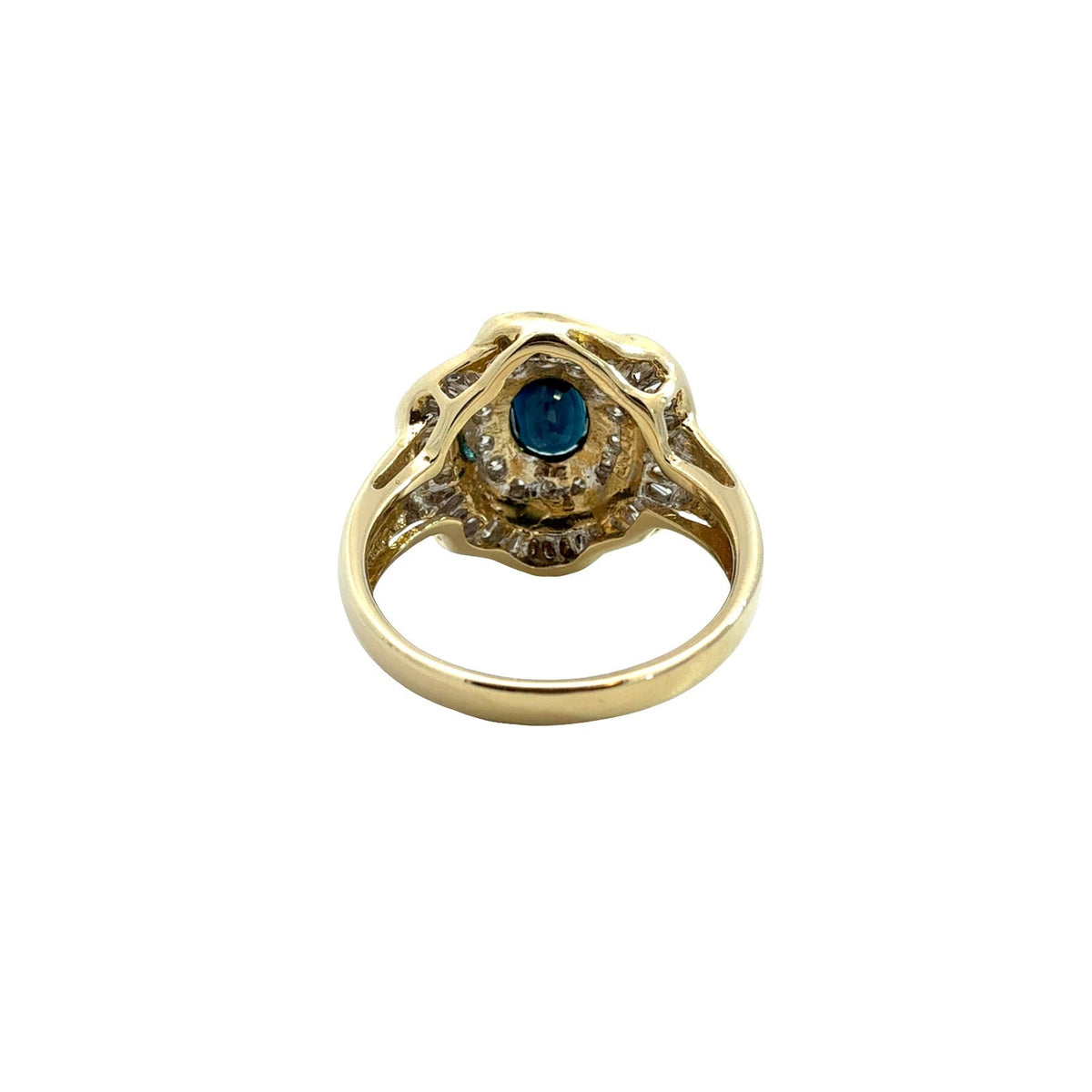 Vintage 14k Yellow Gold 1.60tcw Sapphire and 1.00cttw Diamond Floral Halo Ring3