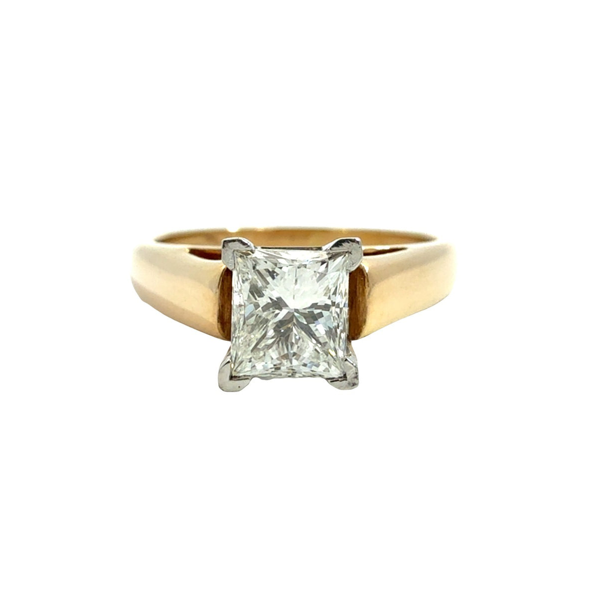 18k Yellow Gold &amp; Platinum 0.54tcw Princess-Cut Diamond Engagement Ring0