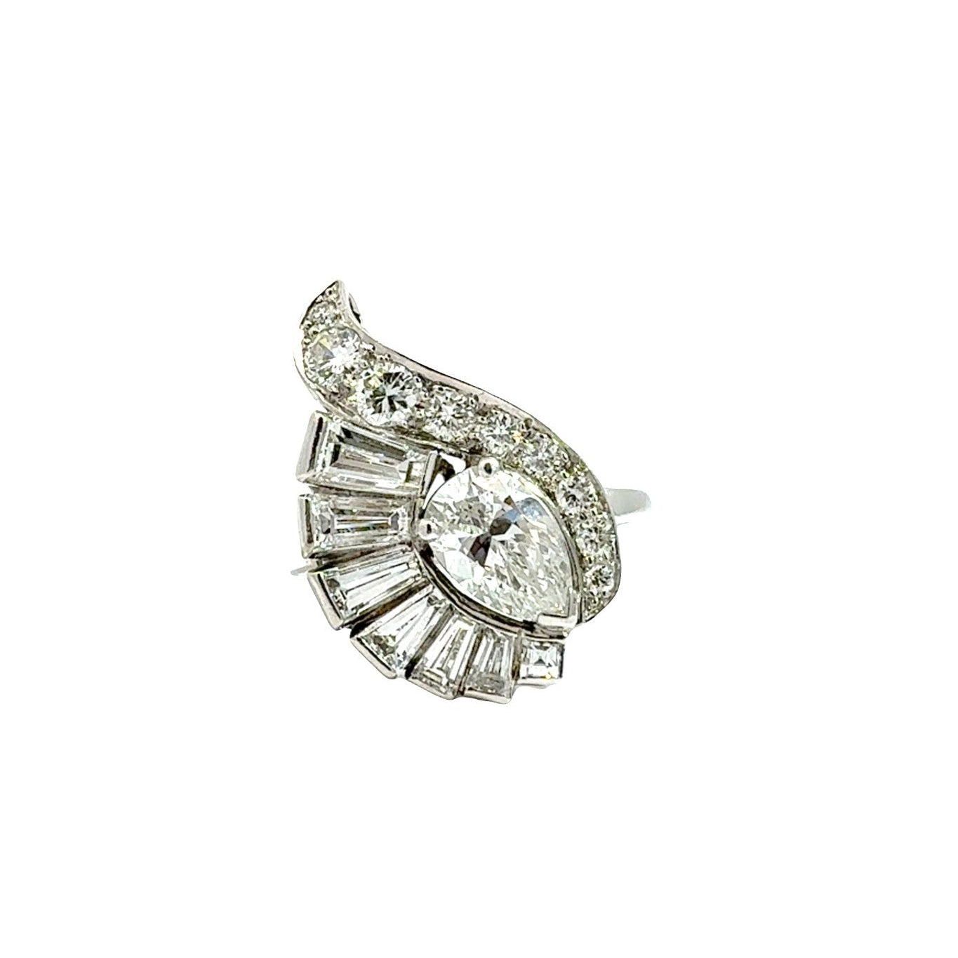 Vintage Platinum 2.30cttw Diamond Ballerina Cocktail Ring0