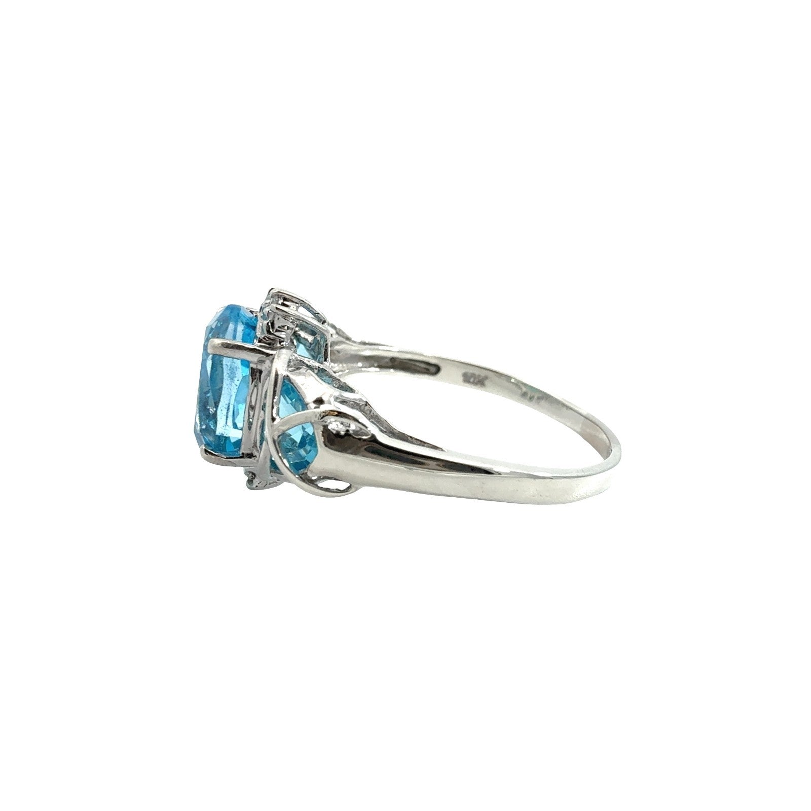 Vintage 10k White Gold 3.27cttw Topaz and 0.02cttw Diamond Ring6