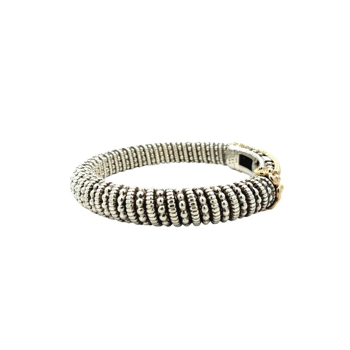 Vahan Sterling Silver and 14k Yellow Gold 0.26cttw Diamond Moire Bangle Bracelet2