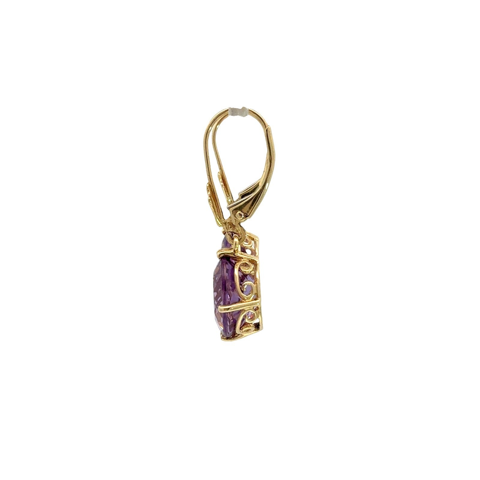 14k Yellow Gold 6.05cttw Oval Amethyst Lever-Back Drop Earrings2