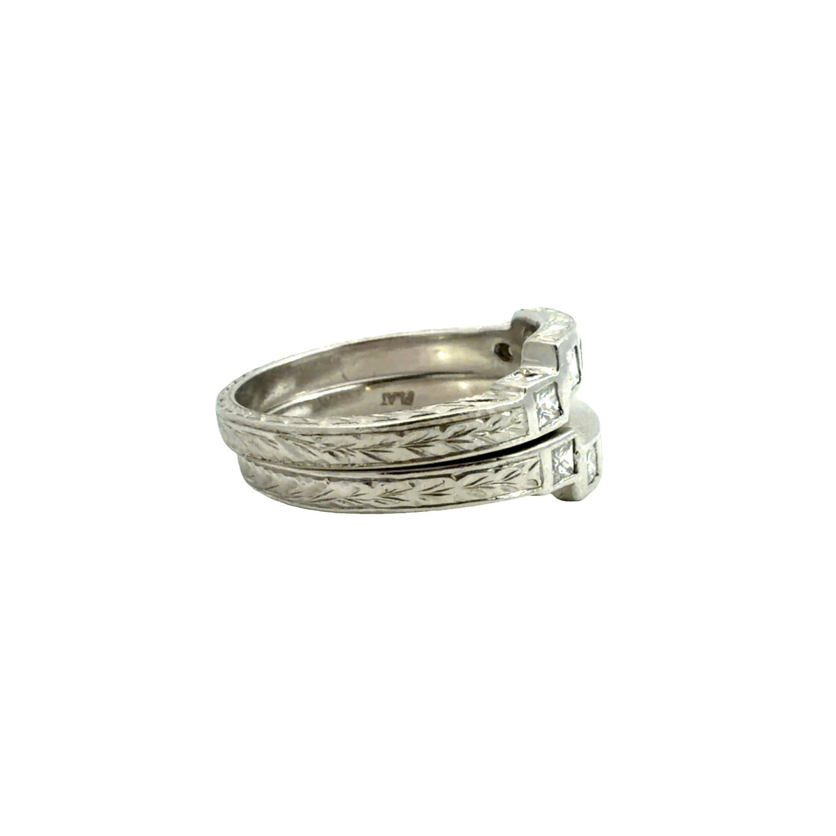 Platinum Bezel Set Princess Cut 0.48cttw Diamond Bands Size 5.55