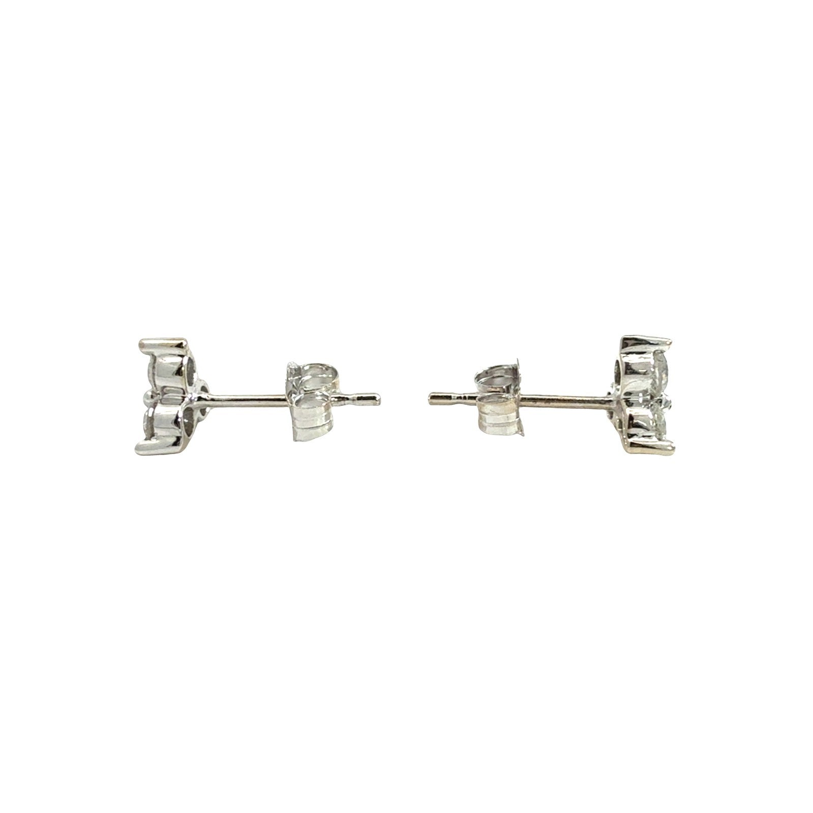 14k White Gold 0.27cttw Diamond Trefoil Cluster Stud Earrings1