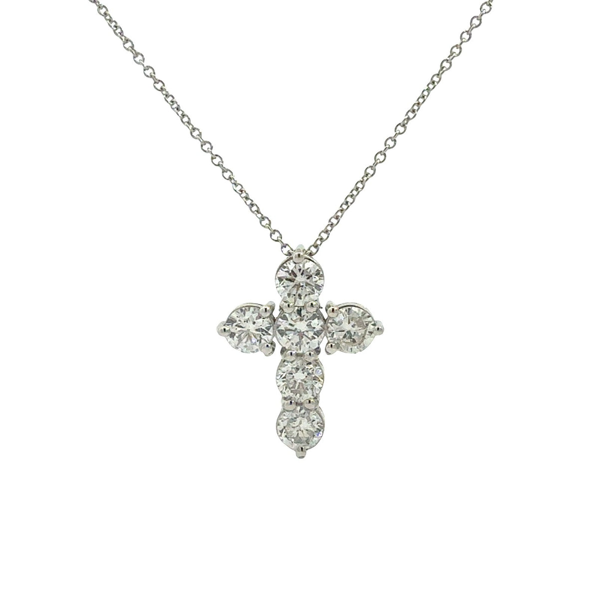 14k White Gold and 2.42cttw Diamond Cross Pendant Necklace0