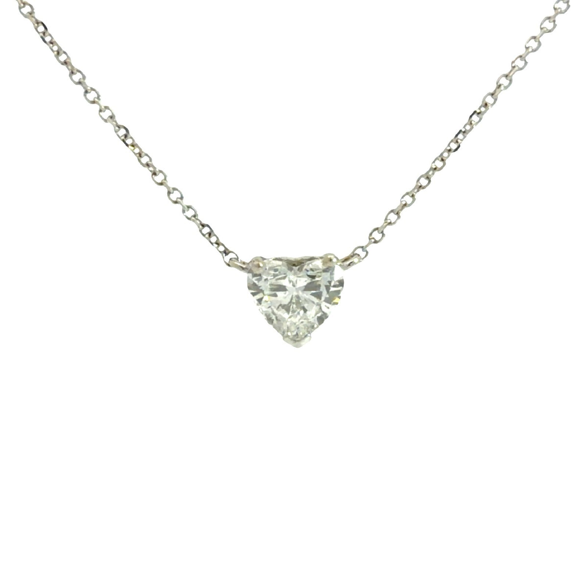 14k White Gold Heart-Cut Solitaire 2.29tcw Diamond Pendant Necklace 18"1