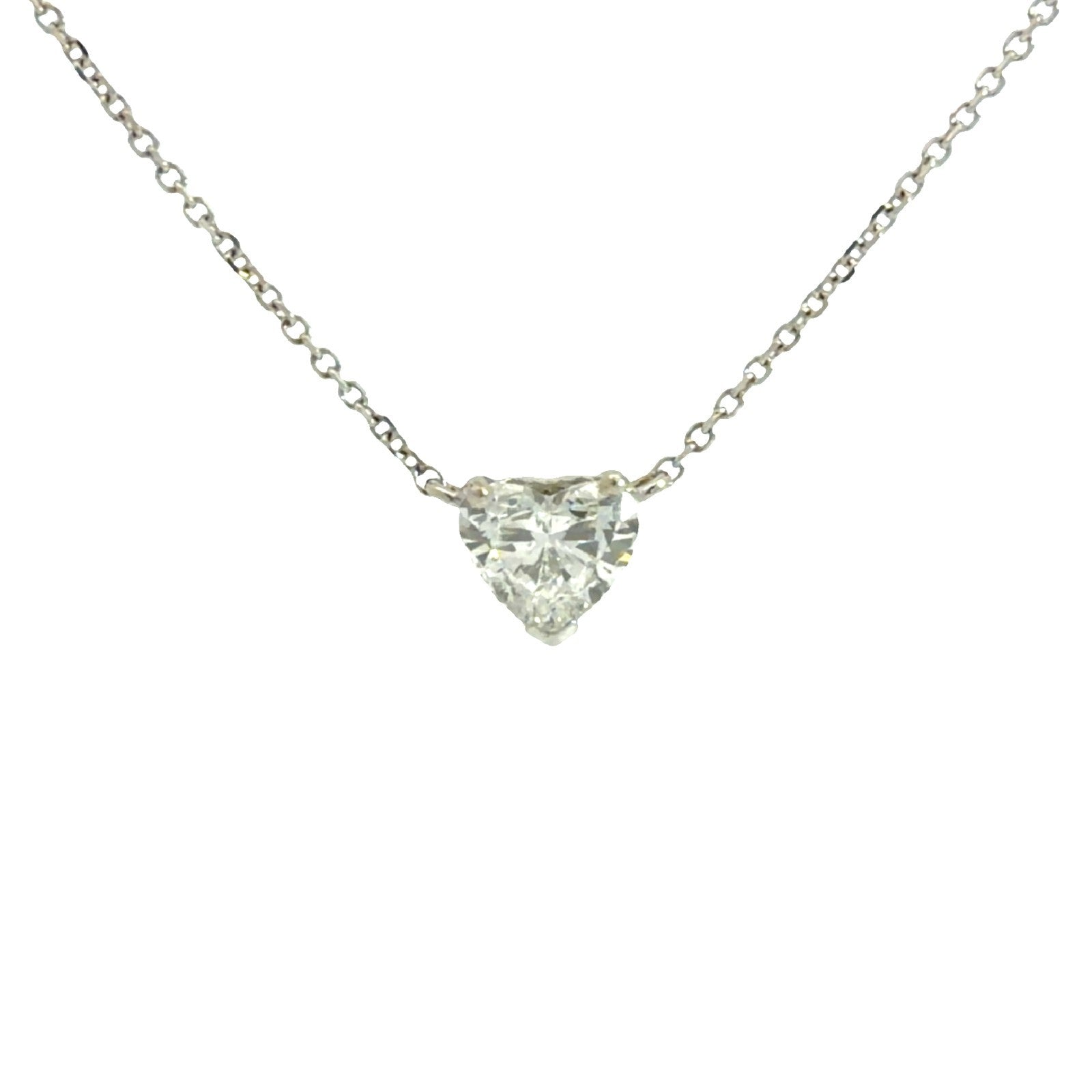 14k White Gold Heart-Cut Solitaire 2.29tcw Diamond Pendant Necklace 18"1