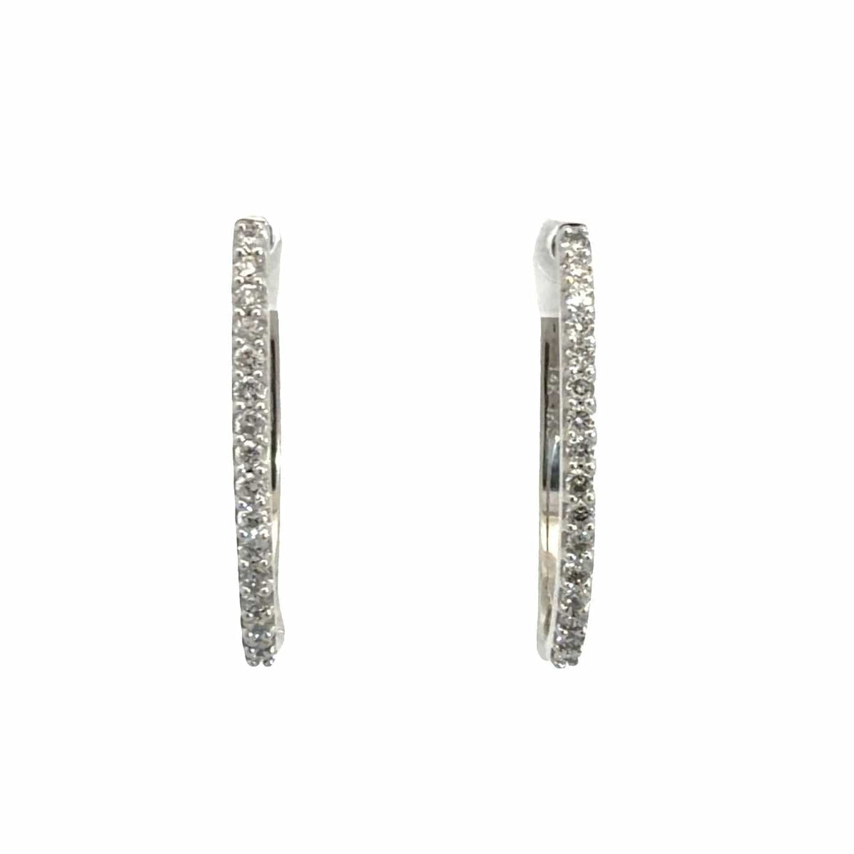 14k White Gold Hoop Earrings with (0.56ctw) Diamond0