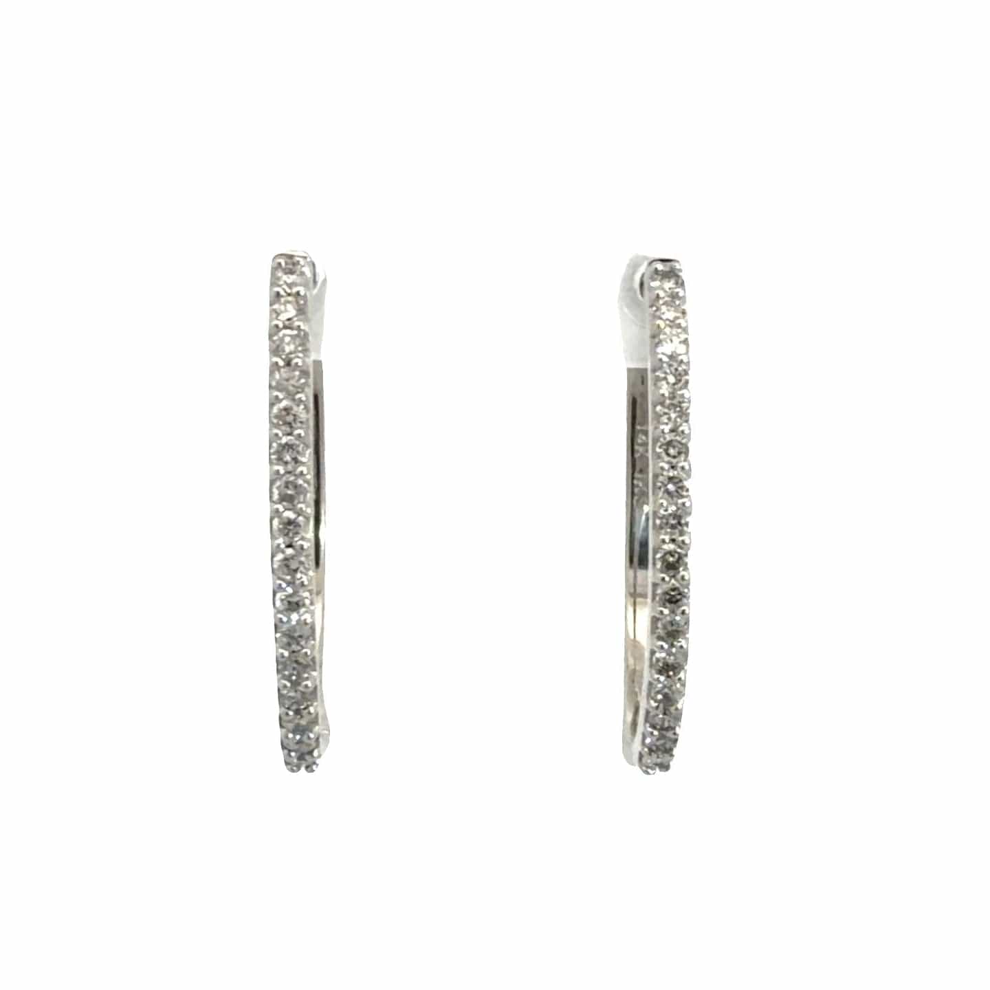 14k White Gold Hoop Earrings with (0.56ctw) Diamond0
