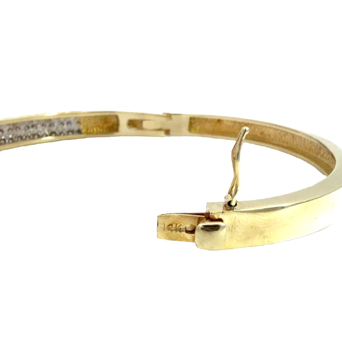 14k Yellow Gold Multi-Row 2.39cttw Diamond Pavé Hinged Bangle Bracelet 6.75"5