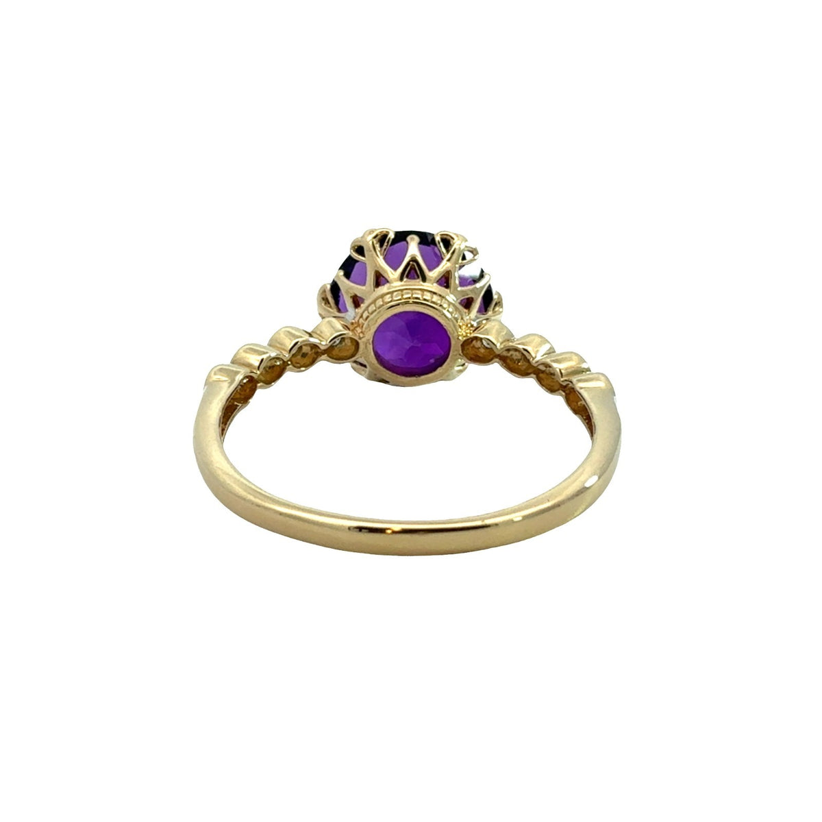14k Yellow Gold Two Tone 2.92ctw Amethyst and 0.12ctw Diamond Cocktail Ring 7.753