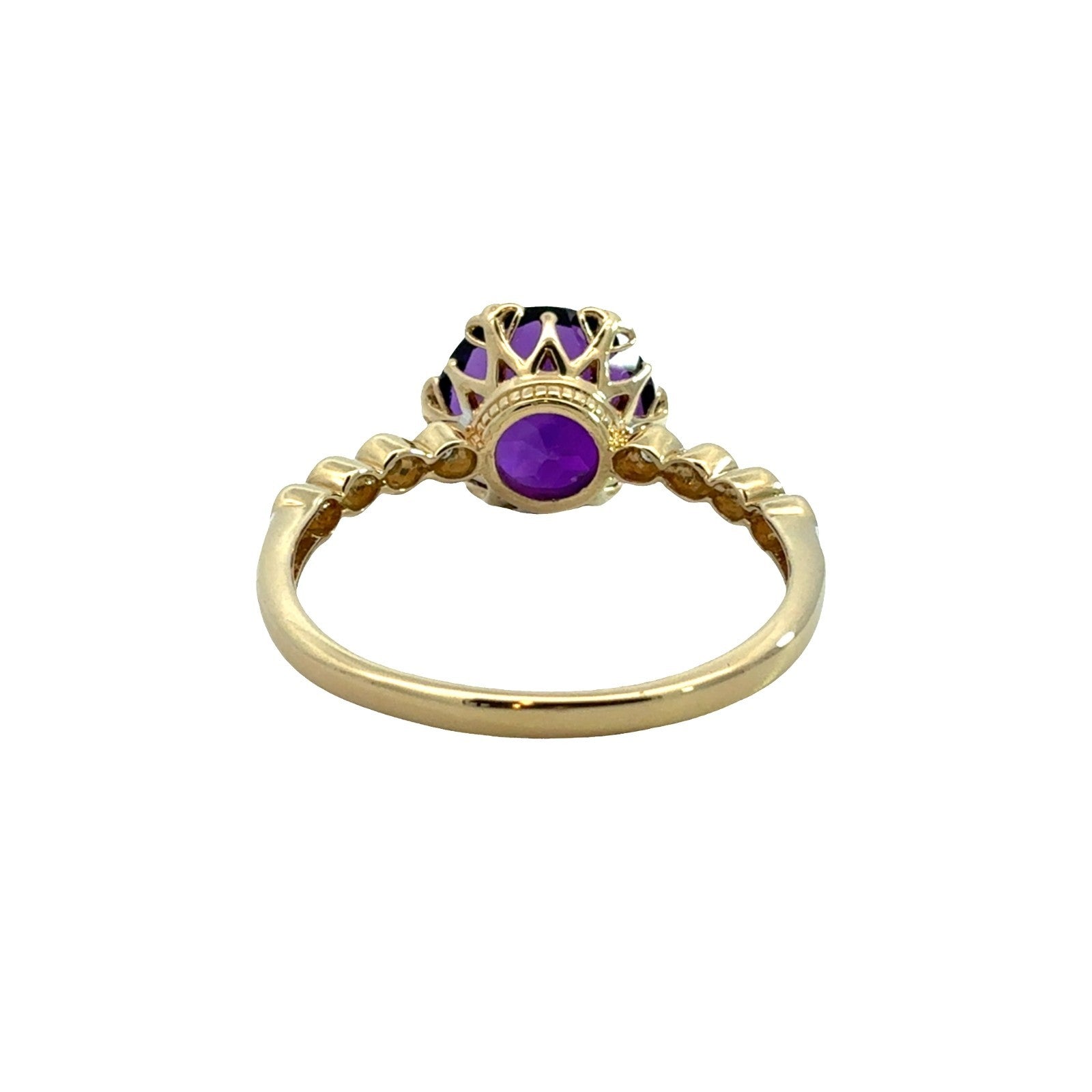 14k Yellow Gold Two Tone 2.92ctw Amethyst and 0.12ctw Diamond Cocktail Ring 7.753