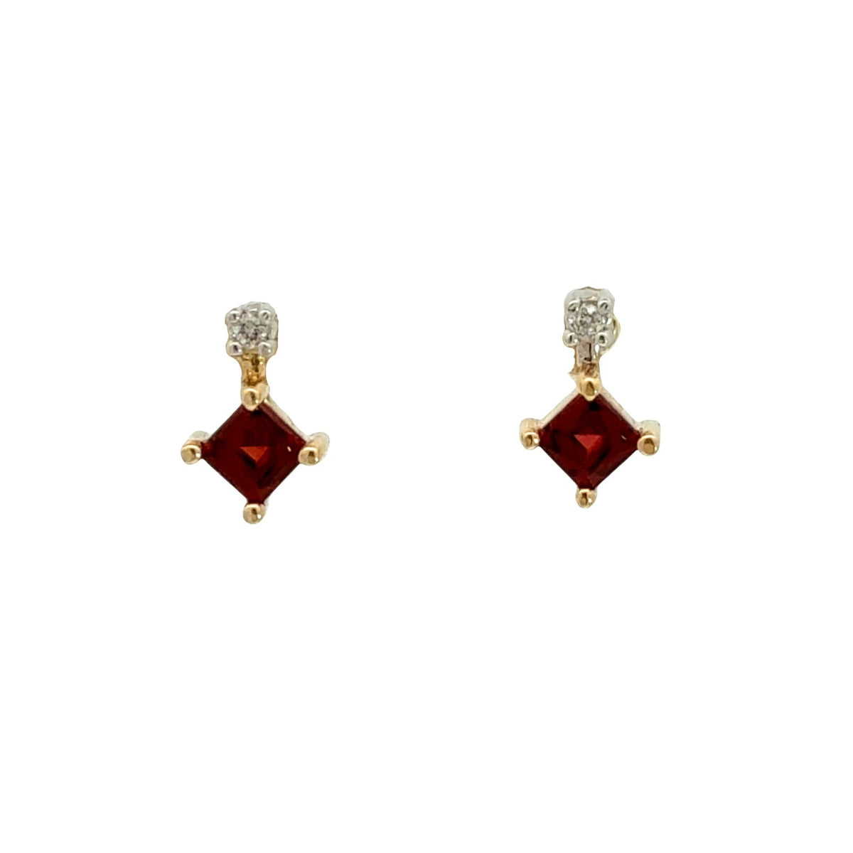 14k Yellow Gold 0.06cttw Diamond and 0.72cttw Garnet Drop Earrings5