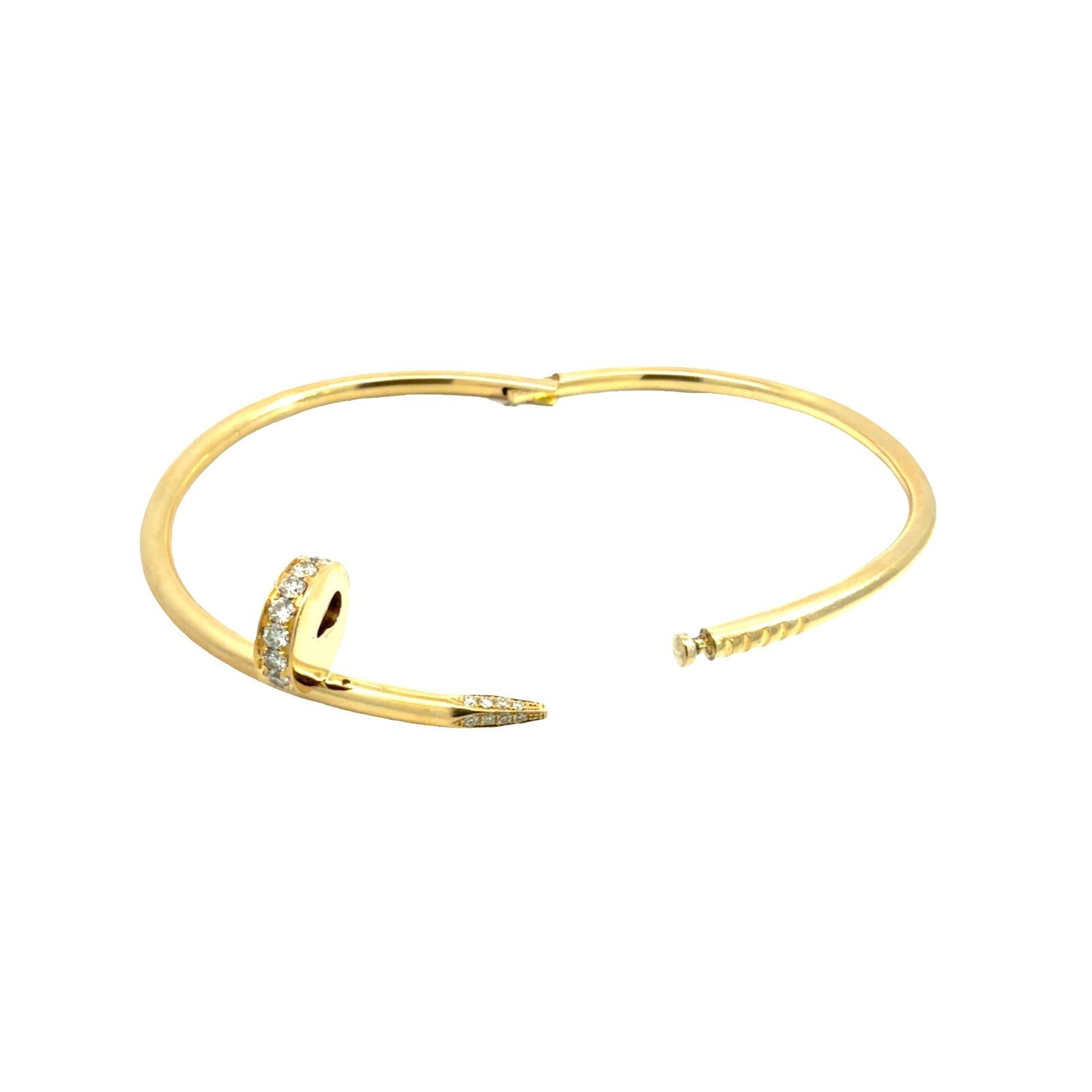Cartier 18k Yellow Gold & 0.64cttw Diamond Juste un Clou Hinged Bangle Bracelet6