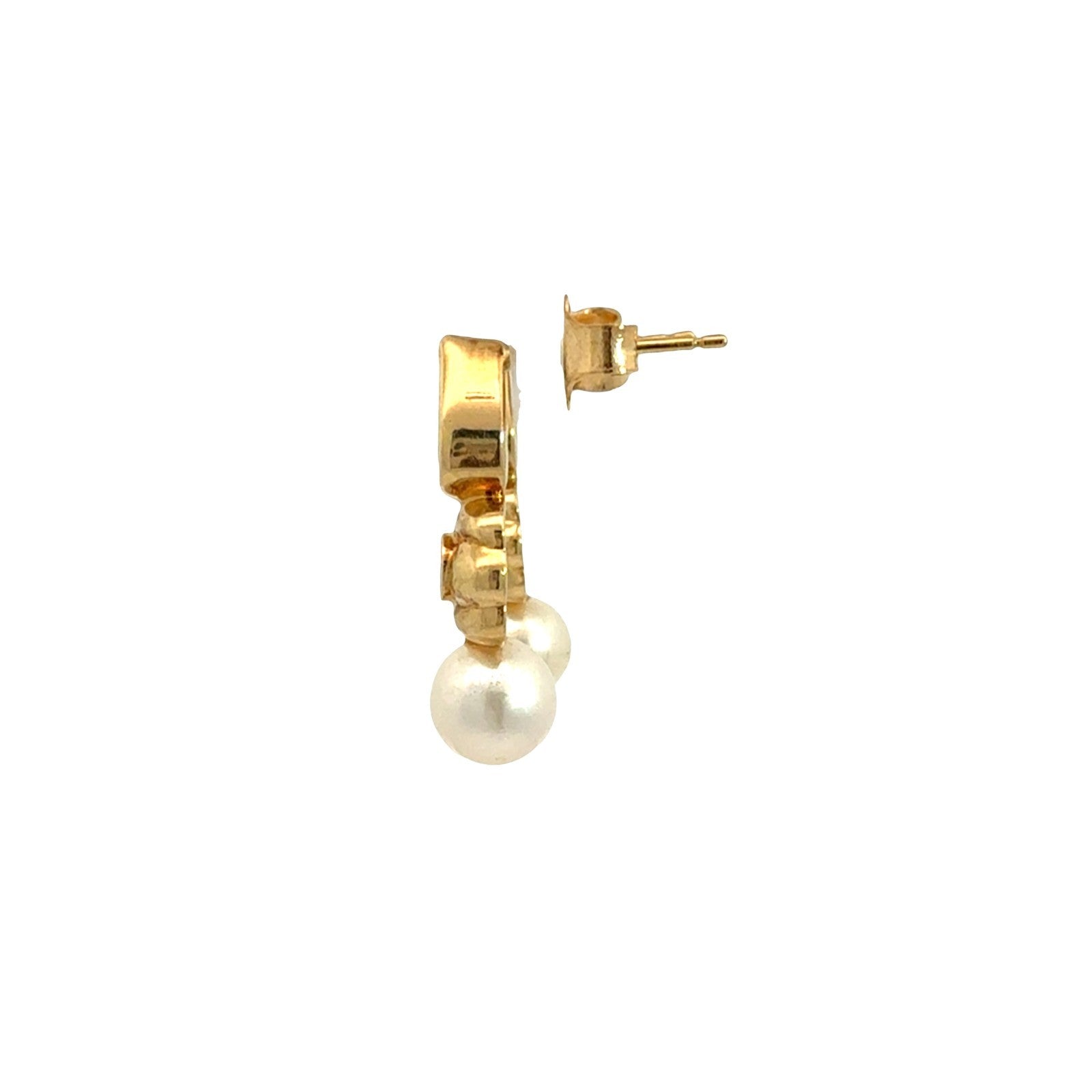 Vintage 18k Yellow Gold Pearl 0.92cttw Sapphire and 0.04cttw Diamond Earrings2