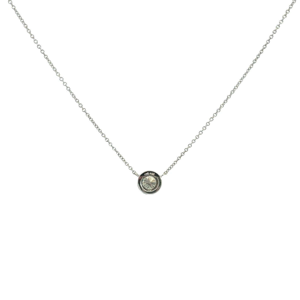 14k White Gold 0.52tcw Diamond Round Bezel-Set Solitaire Necklace3
