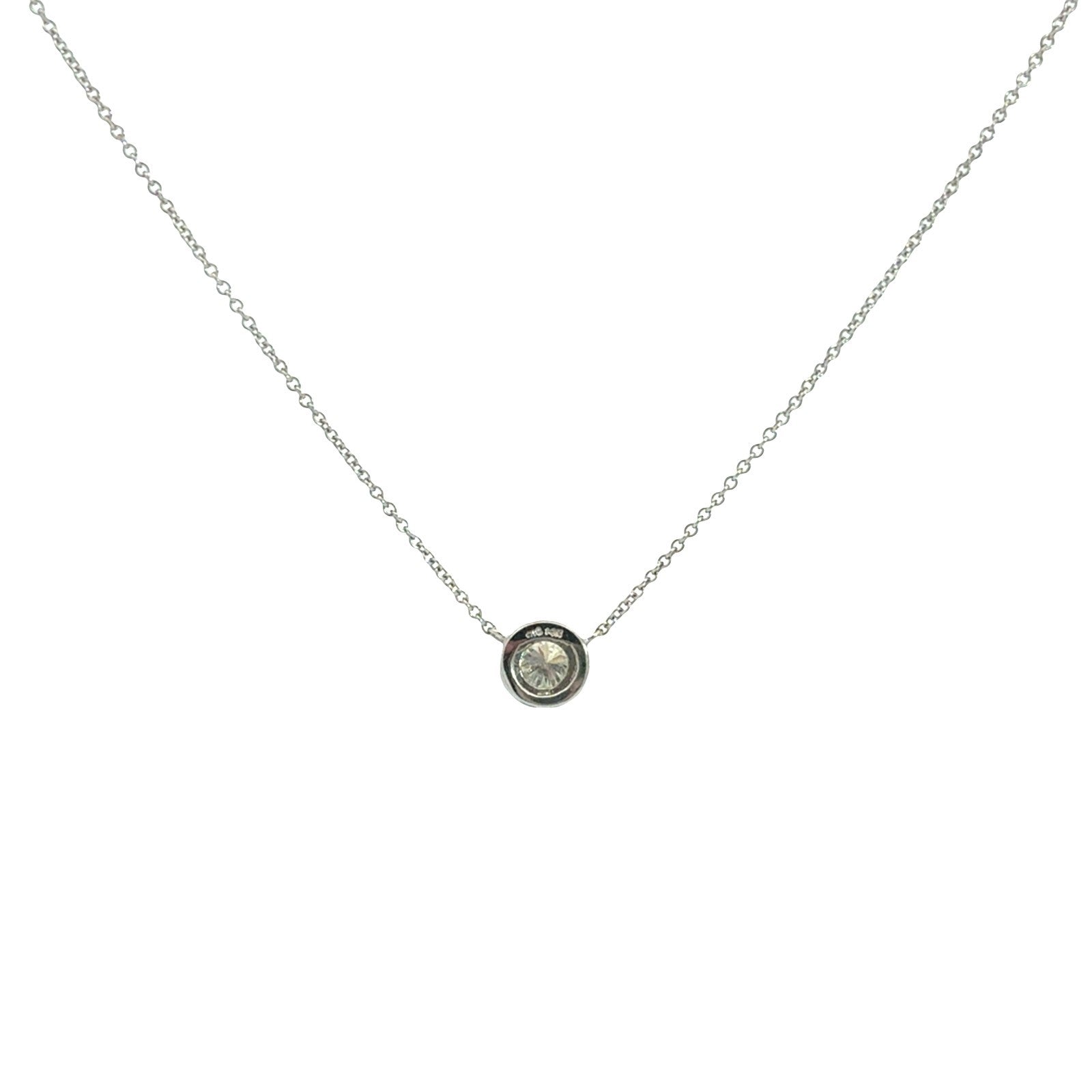14k White Gold 0.52tcw Diamond Round Bezel-Set Solitaire Necklace3