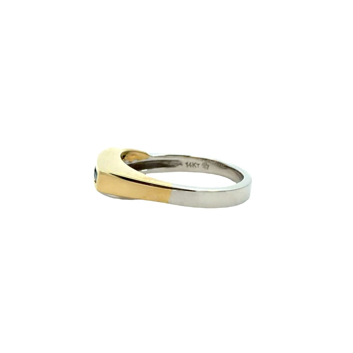 14k Two-Tone Gold Channel Set 0.17cttw Sapphire & 0.13cttw Diamond Bypass Ring 73