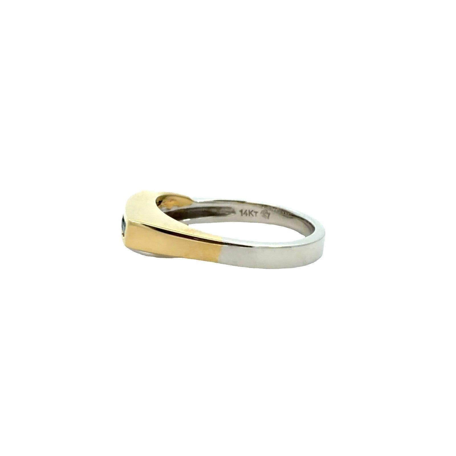 14k Two-Tone Gold Channel Set 0.17cttw Sapphire & 0.13cttw Diamond Bypass Ring 73