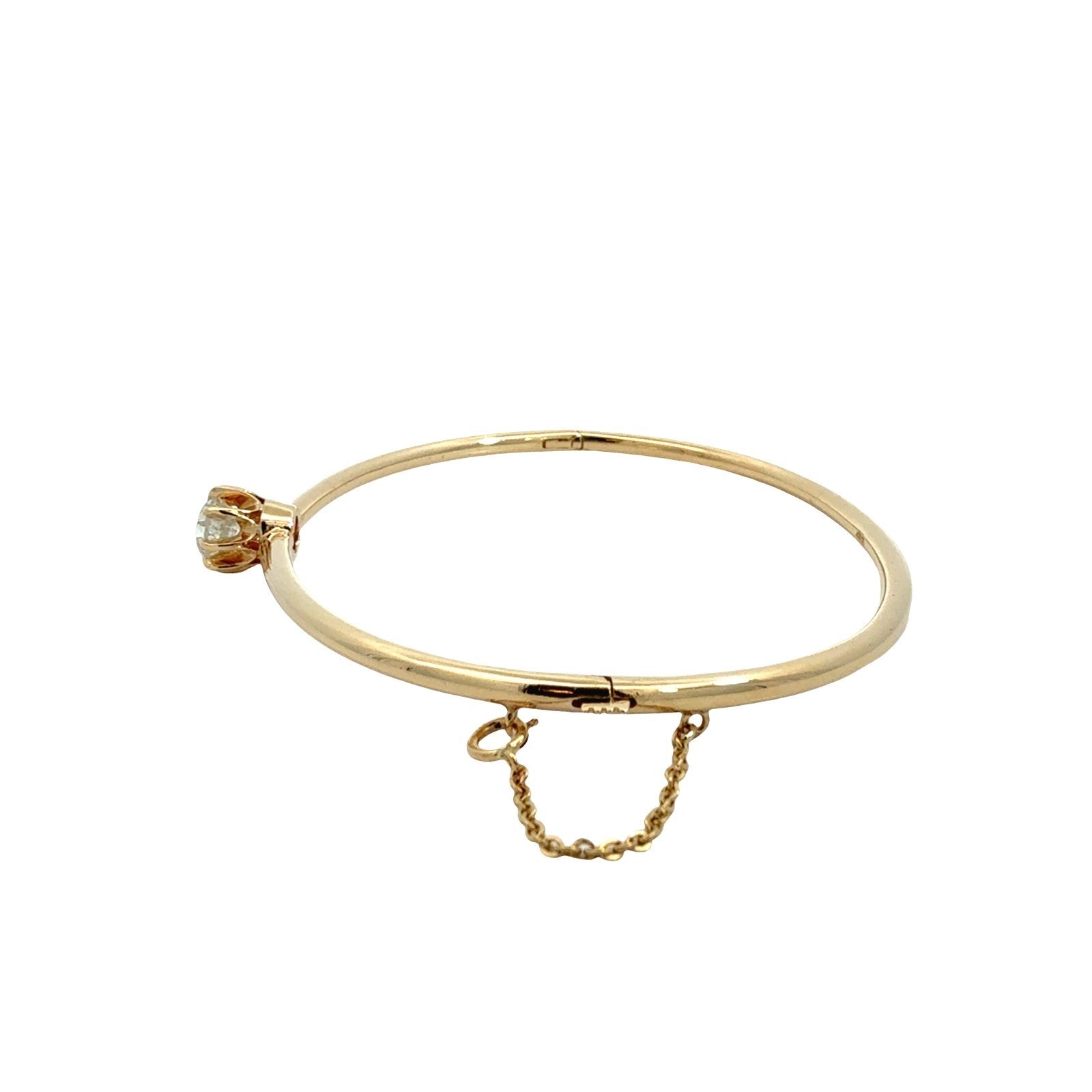 14k Yellow Gold Stamped 0.91tcw Diamond Solitaire Hinged Bangle Bracelet5