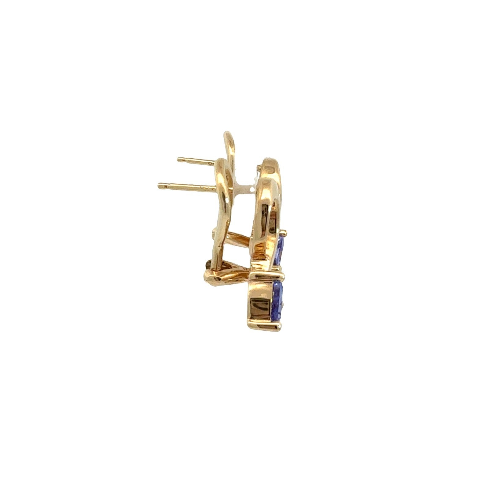 14k Yellow Gold 0.30cttw Diamond and 0.80cttw Tanzanite Ribbon Drop Earrings3