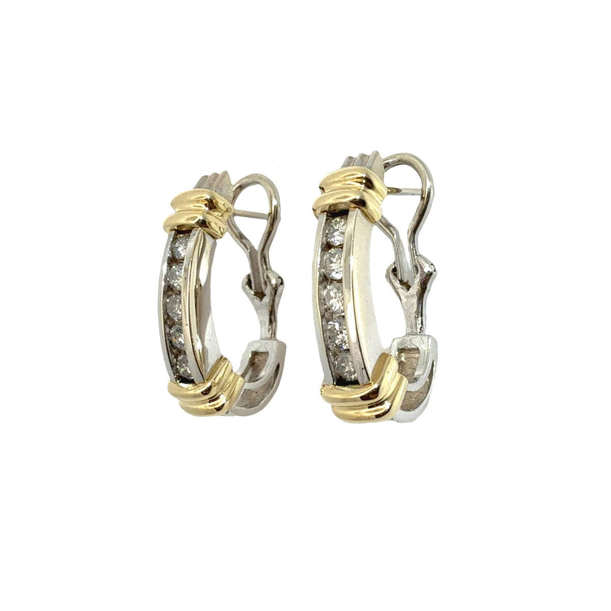14k Multi-Tone Gold Stamped 0.50cttw Diamond Hoop Earrings1