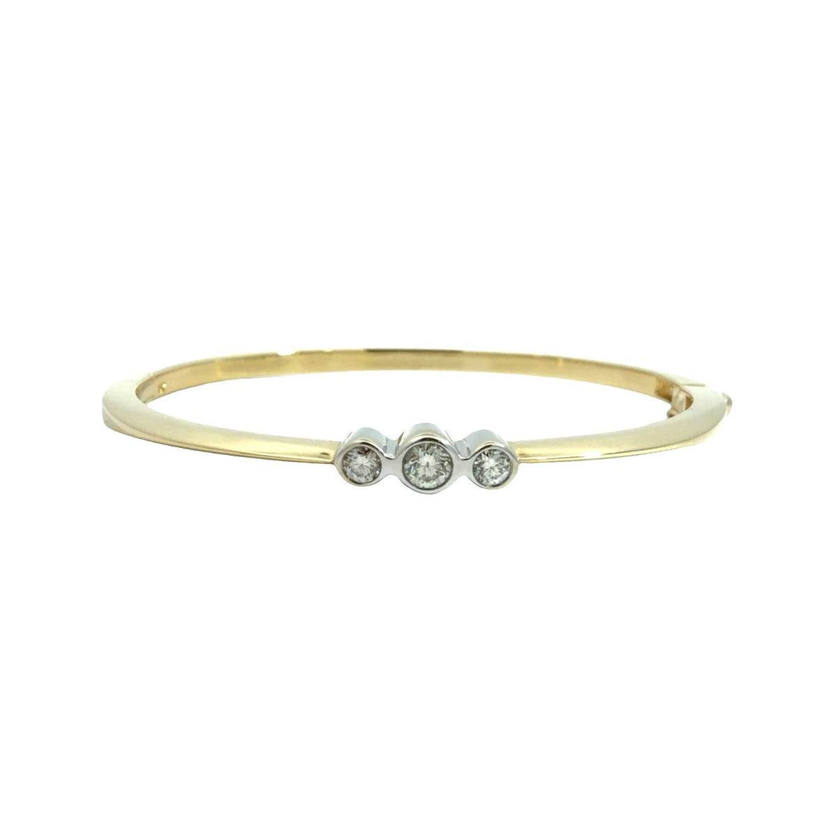 14k Multi-Tone Gold 0.40cttw Three Diamond Hinged Bangle Bracelet6
