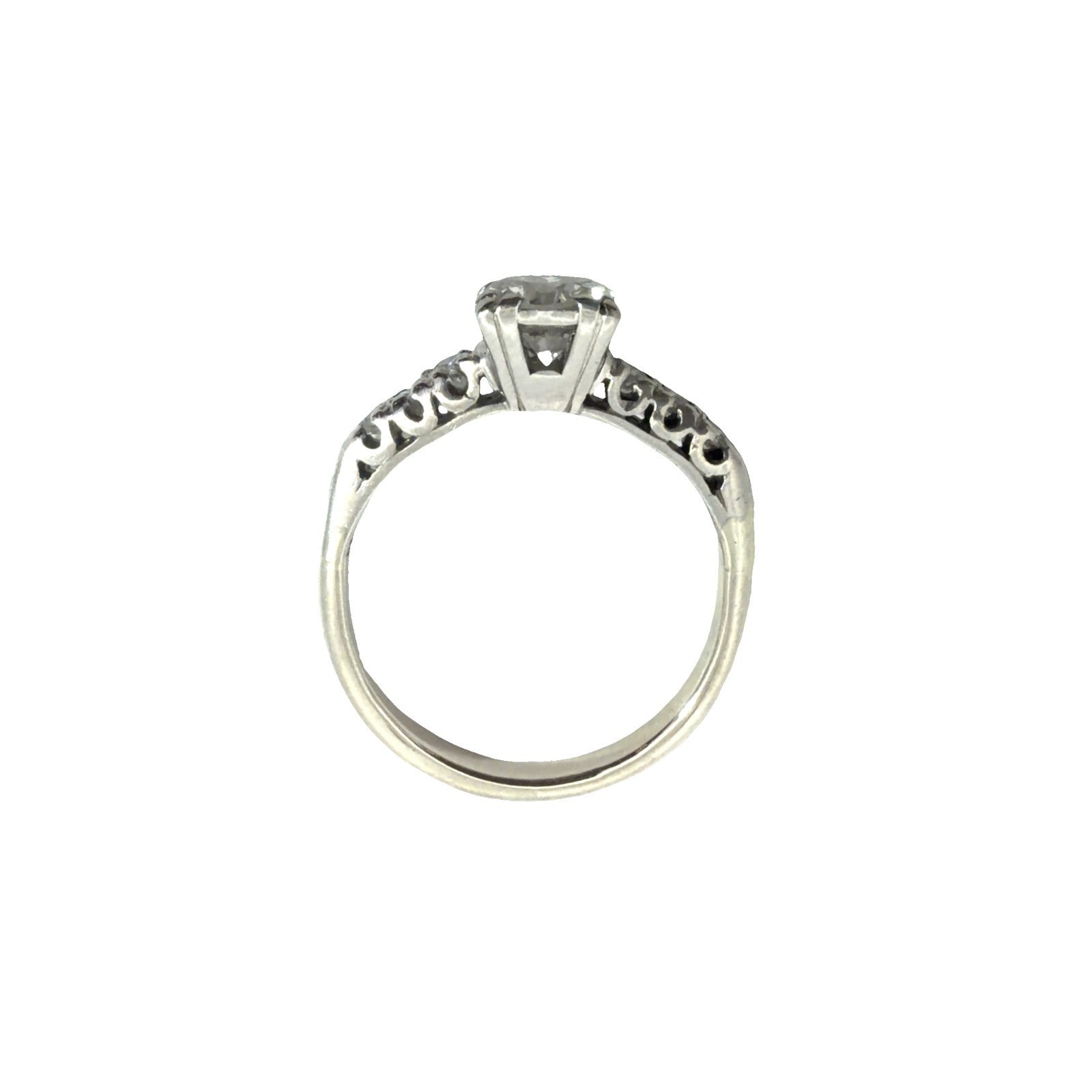 14k White Gold Band & Platinum Engagement Ring with 1.08ctw Diamonds0