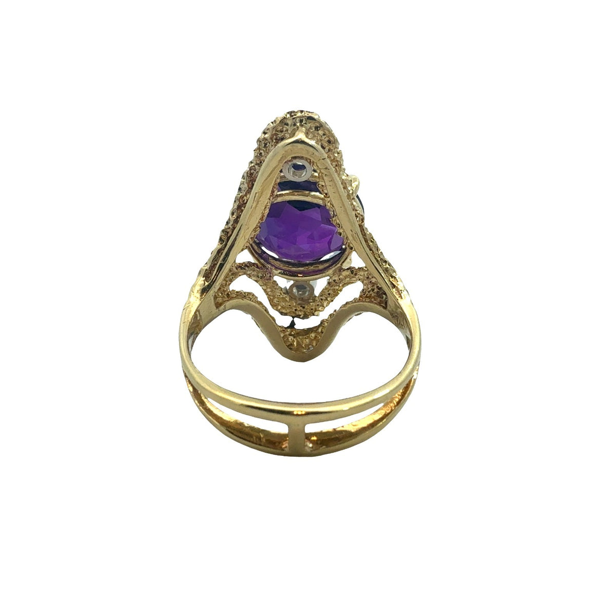 18k Yellow Gold 4.96ctw Amethyst and 0.20ctw Diamond Cocktail Ring2