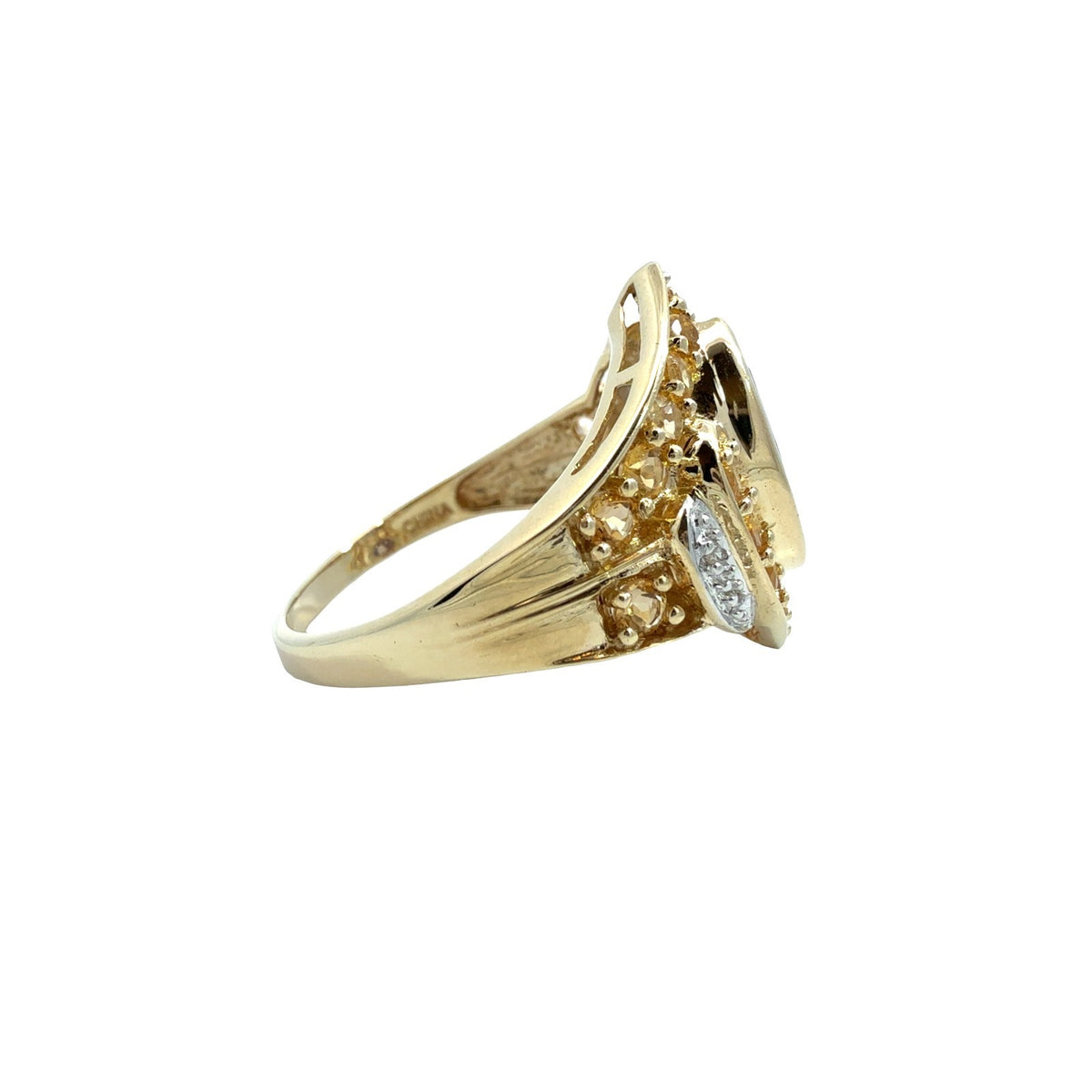 Vintage 10k Yellow Gold 1.10tcw Amethyst 1.10cttw Citrine 0.02cttw Diamond Ring2