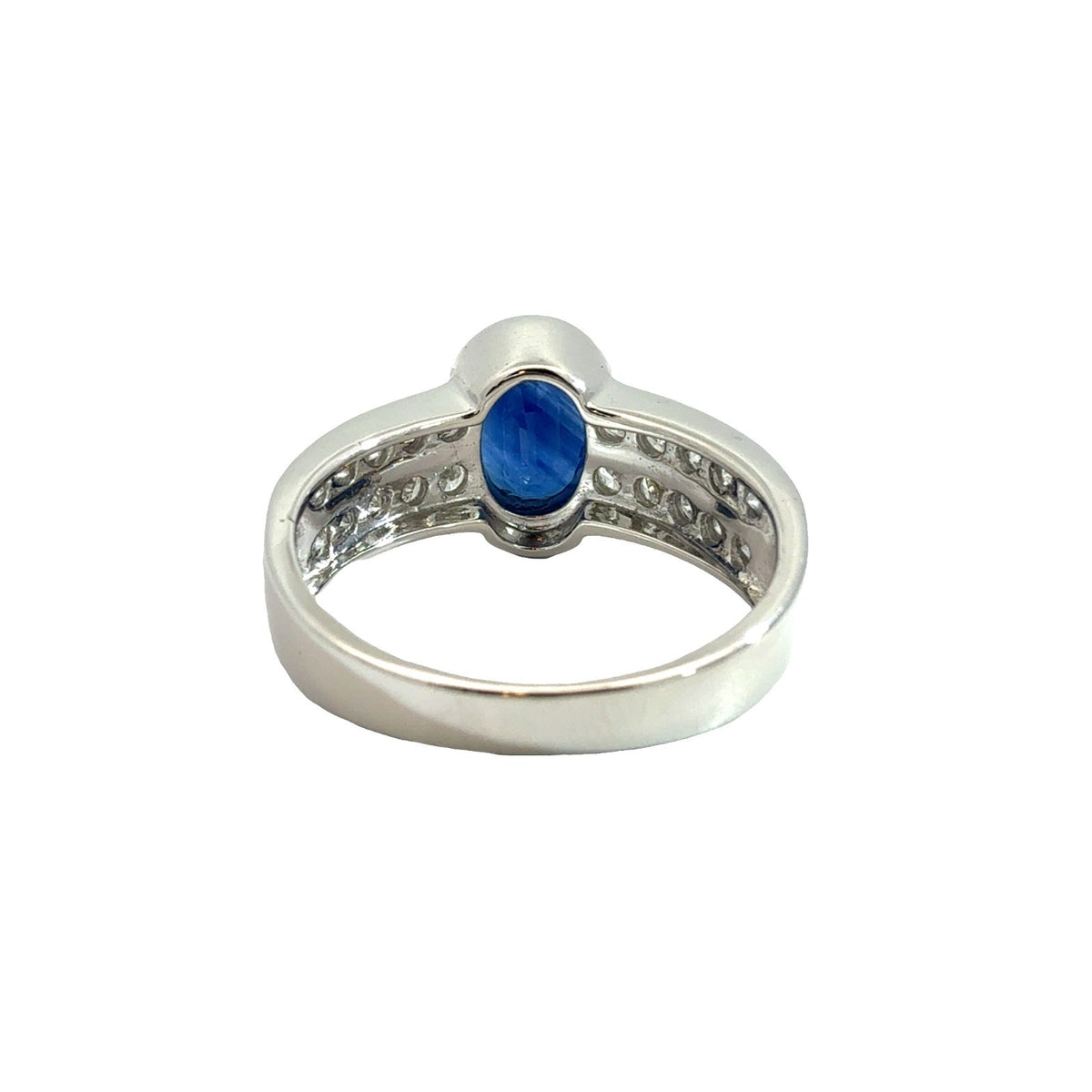 14k White Gold 0.57ctw Diamond and 1.48ctw Oval Sapphire Ring Size 63