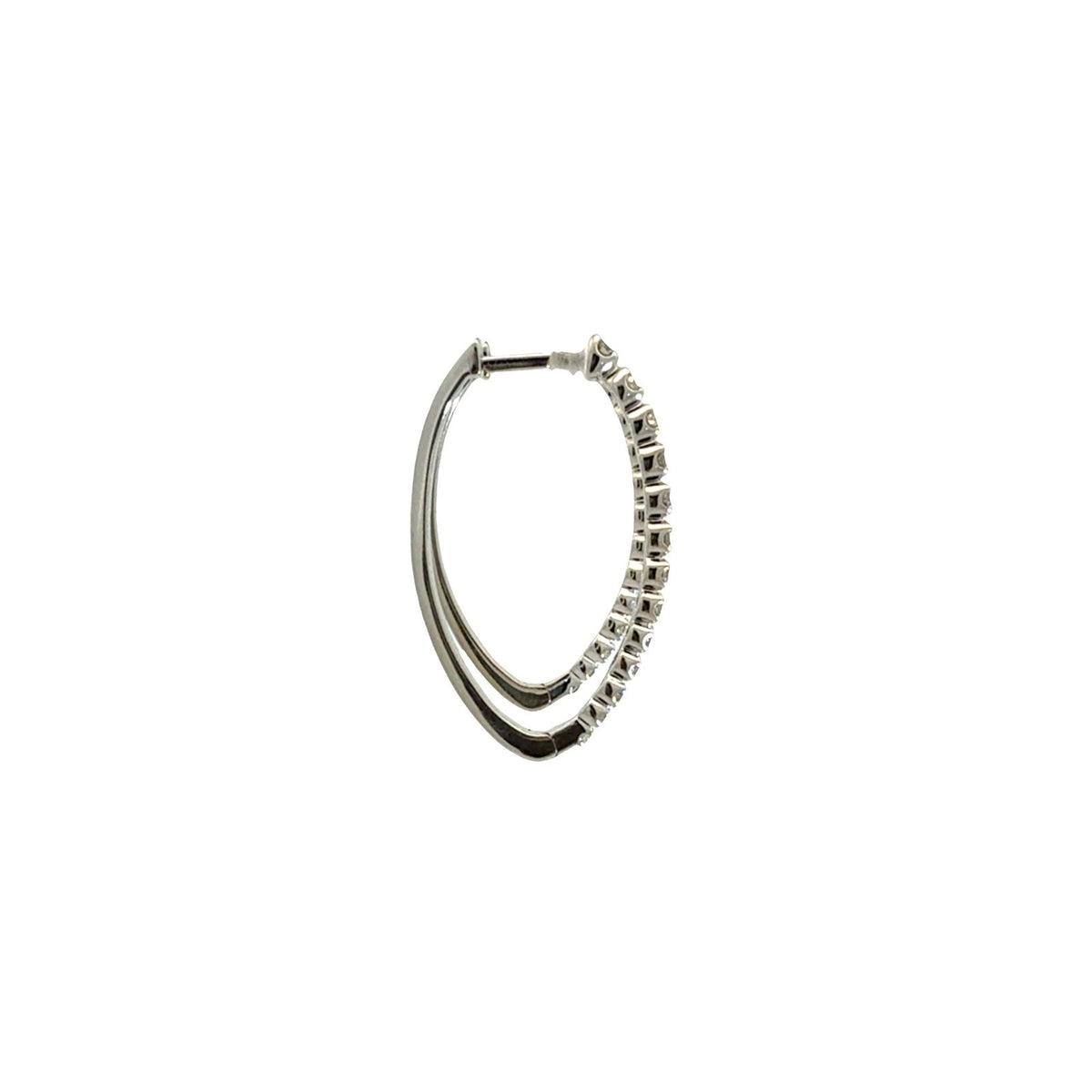 10k White Gold 0.53cttw Diamond Elongated Hoop Earrings3