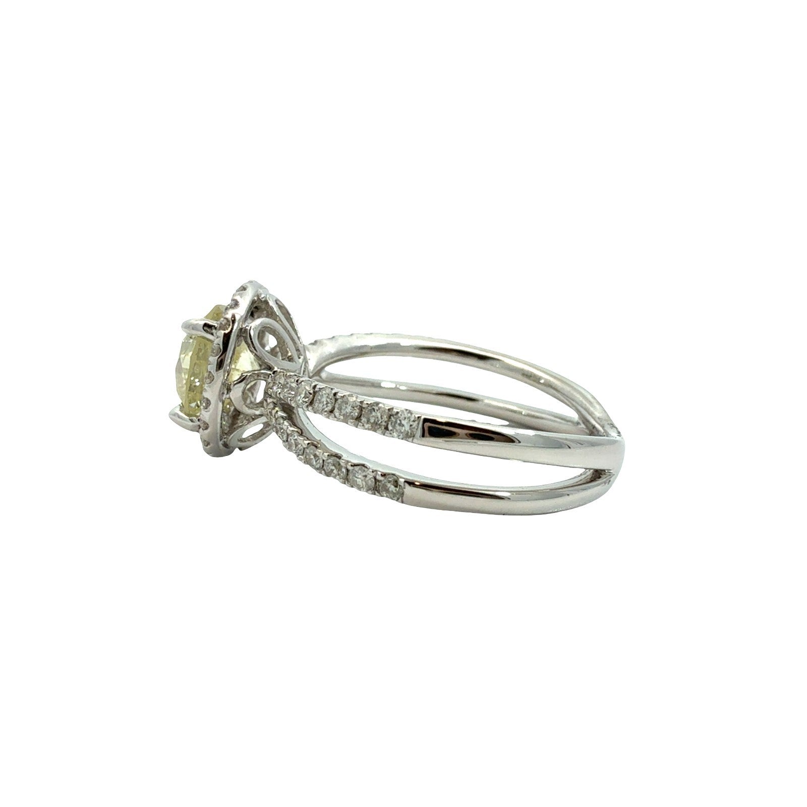 14k White Gold 1.91cttw(1.40tcw) Diamond Halo Split Shank Engagement Ring 6.54
