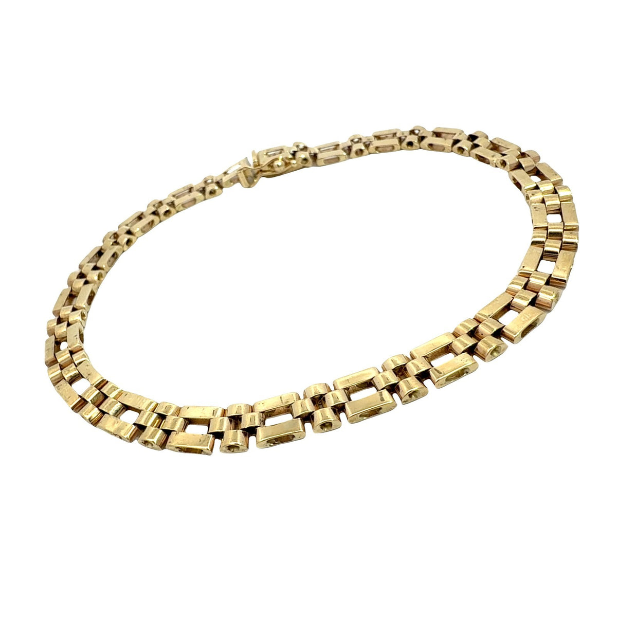 14k Yellow Gold Men's Interlocking Link Chain Bracelet2