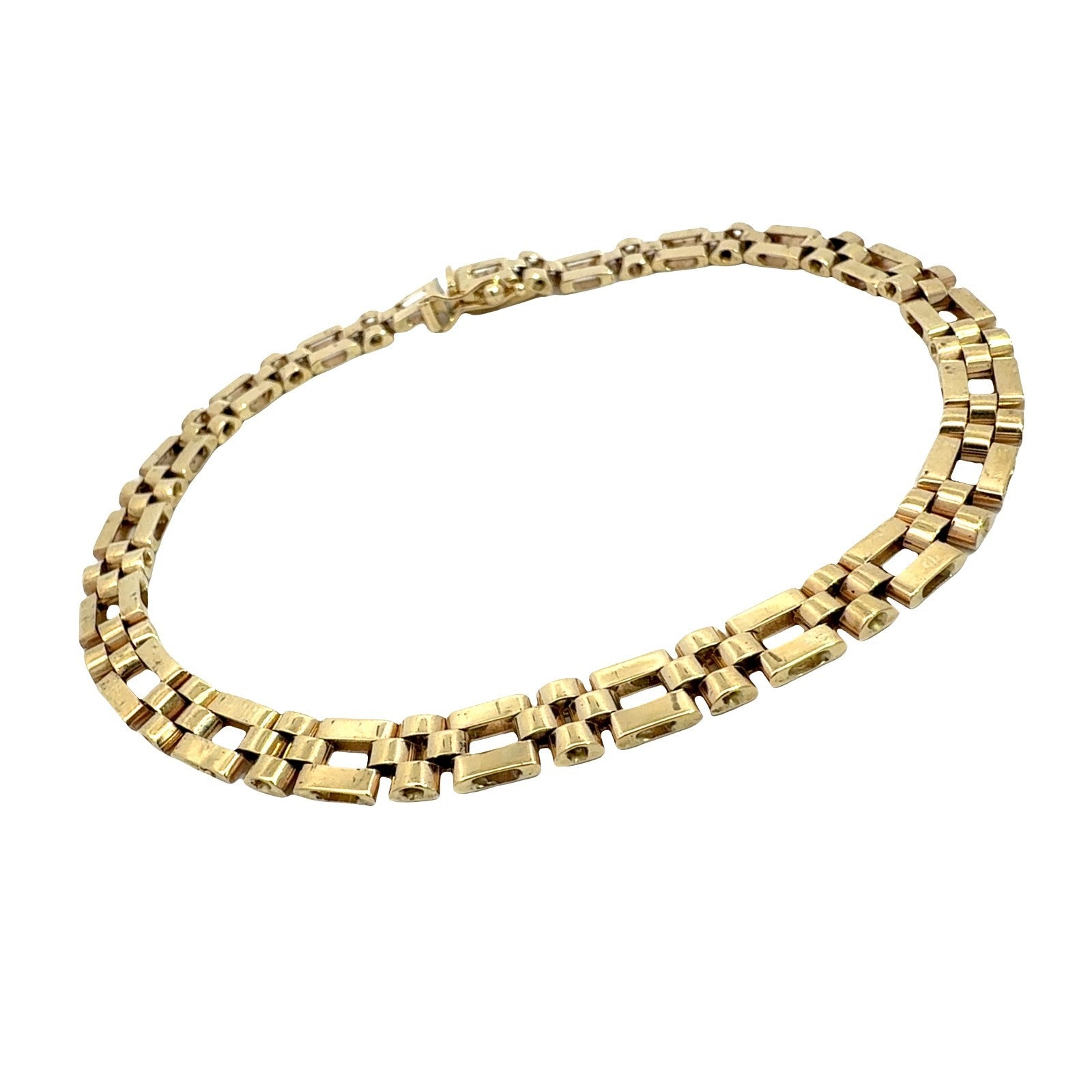 14k Yellow Gold Men's Interlocking Link Chain Bracelet2