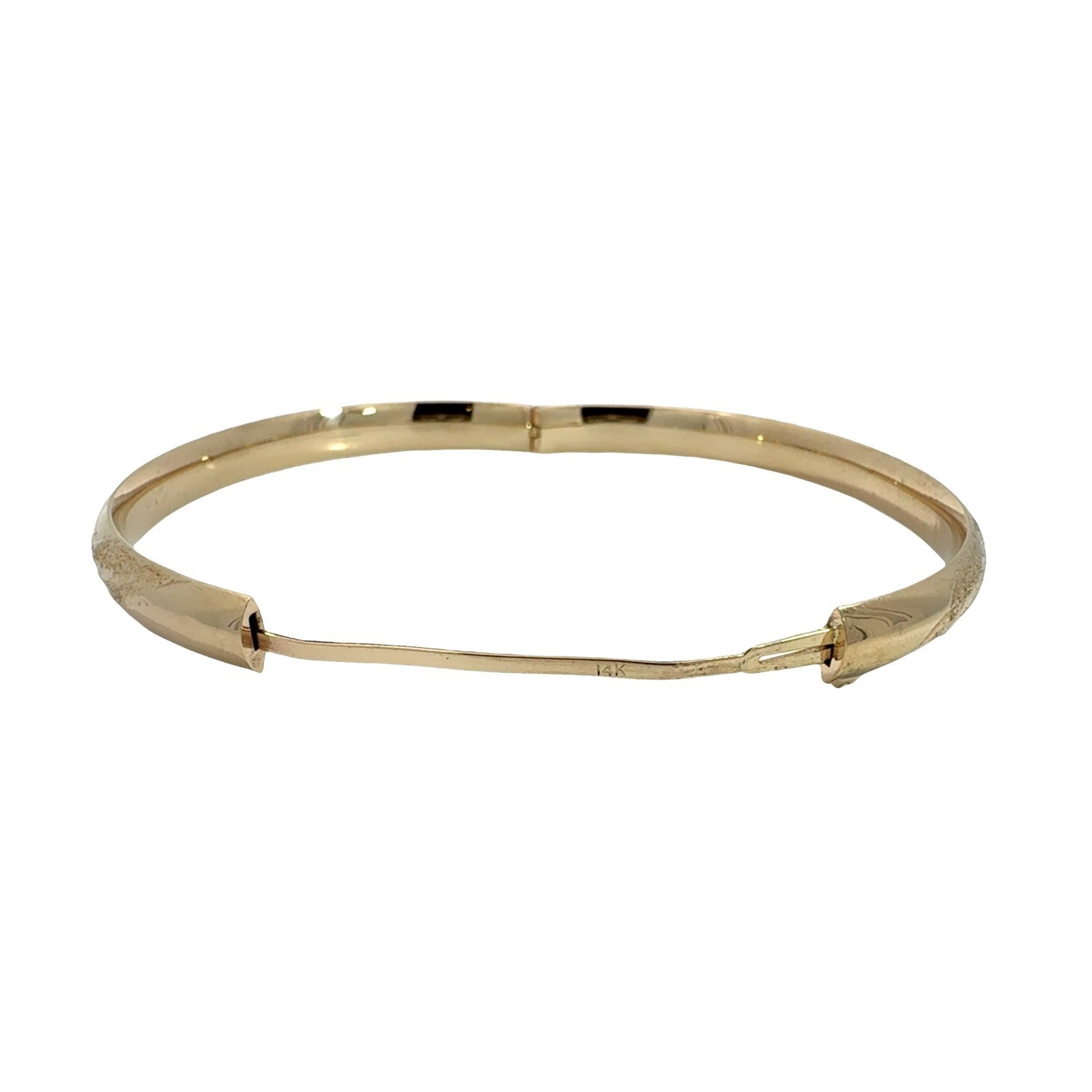 14k Yellow Gold Textured Hinged Bangle Bracelet6