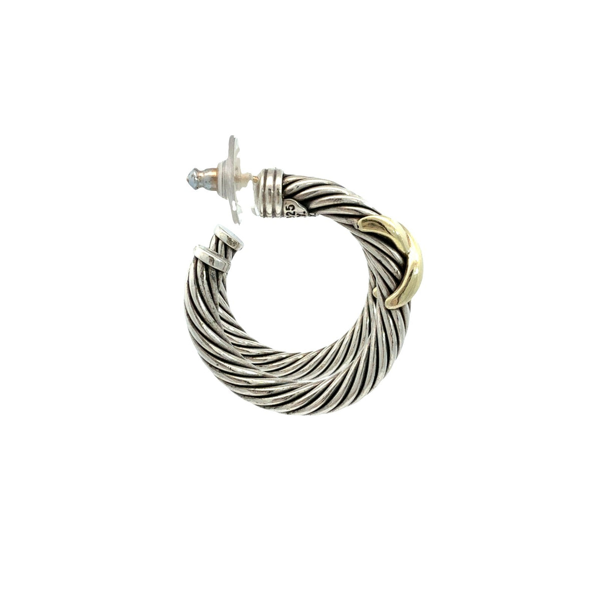 David Yurman Sterling Silver Two-Tone Twisted Cable X Hoop Earrings3