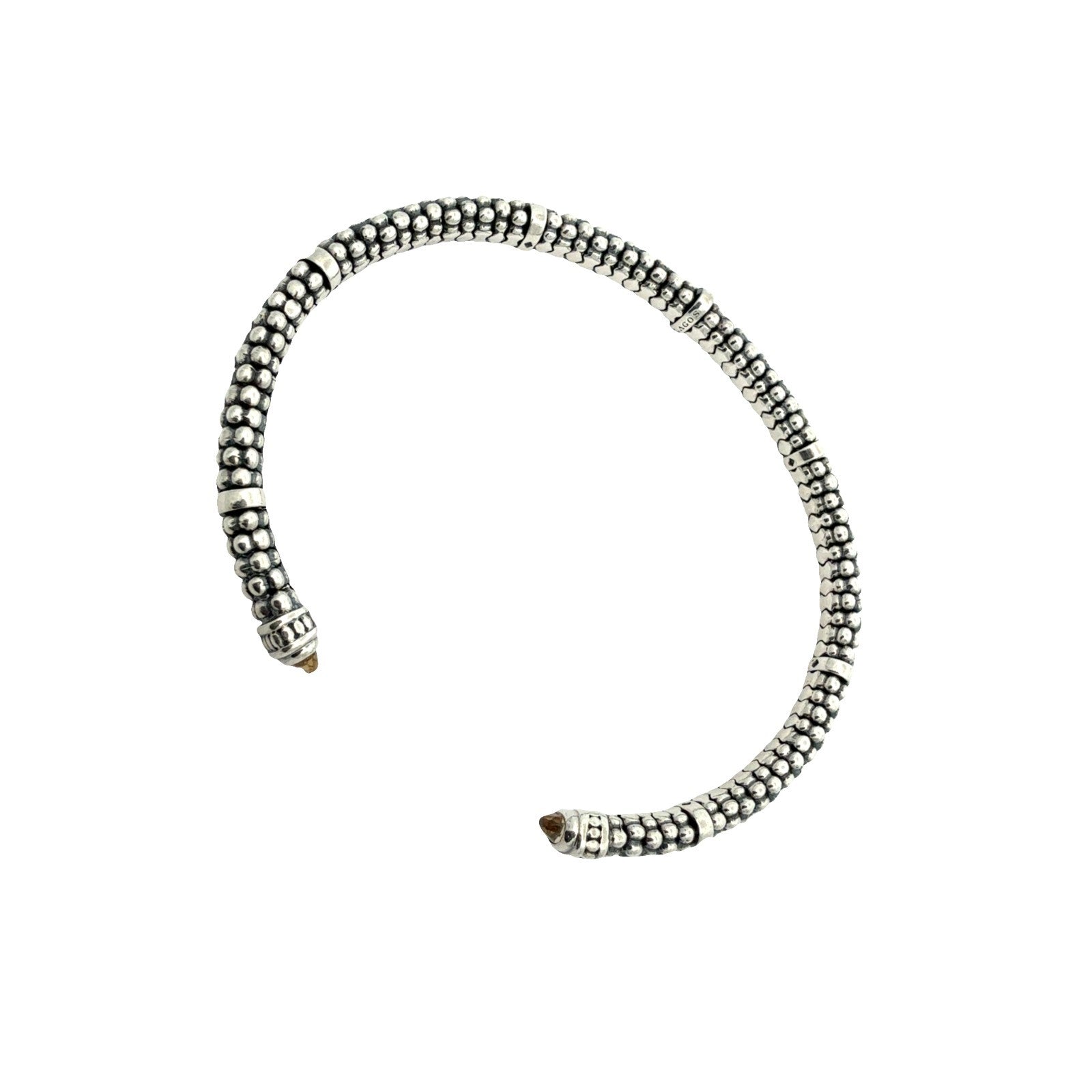 LAGOS Caviar Sterling Silver and Citrine Cuff Bracelet Medium 6.5"0