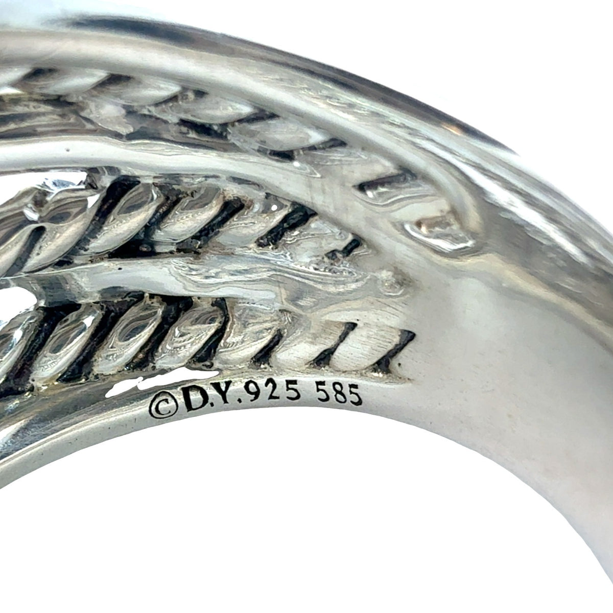 David Yurman Sterling Silver 14k Gold Two-Tone Cable Crossover Band Ring6