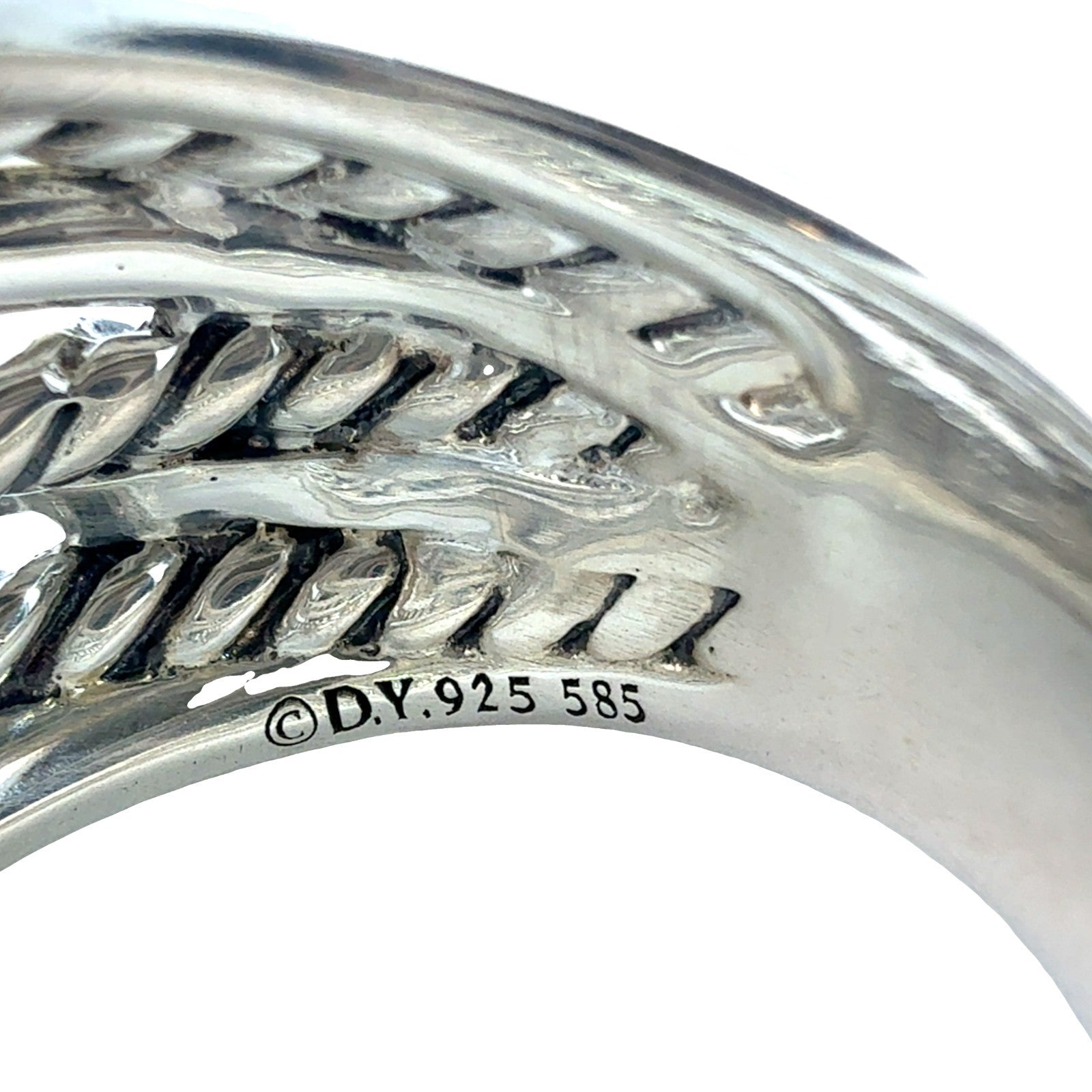 David Yurman Sterling Silver 14k Gold Two-Tone Cable Crossover Band Ring6