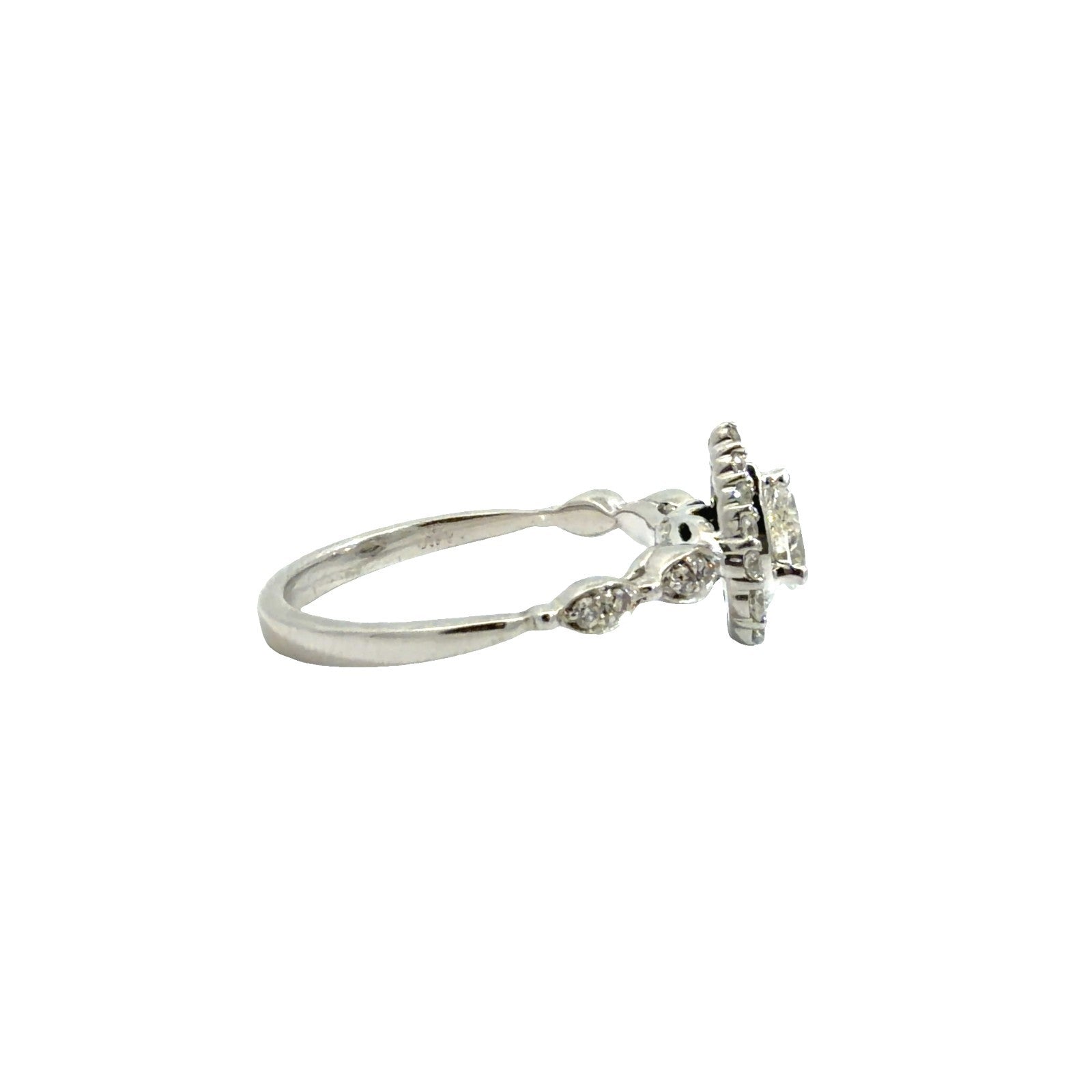 14k White Gold 0.63cttw Pear Diamond with Halo Engagement Ring Size 6.753