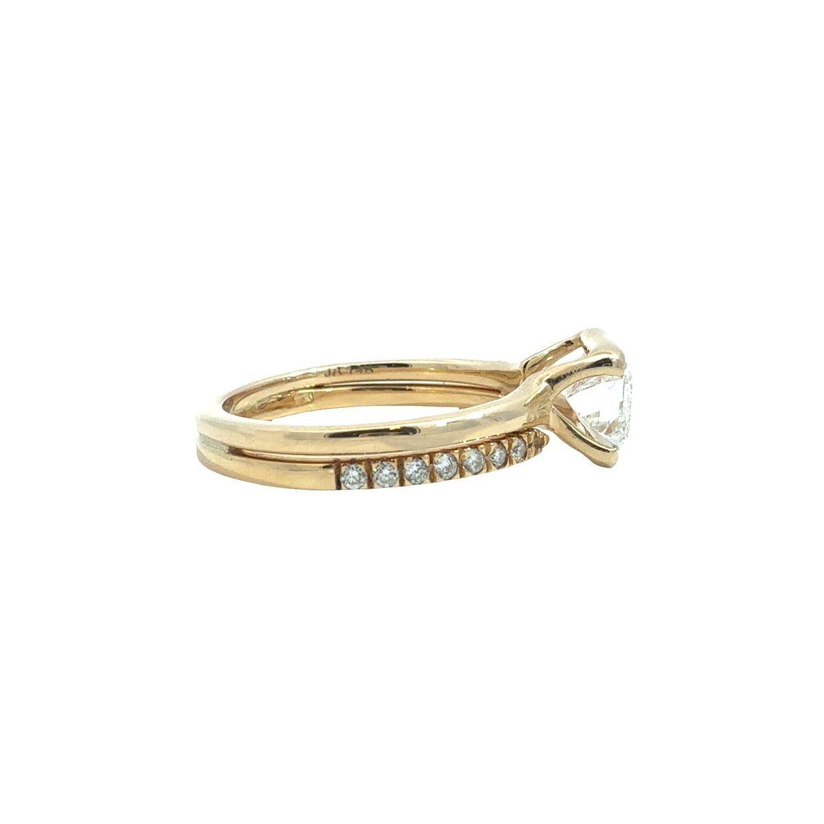14k YG East-West Emerald-Cut 1.08tcw Diamond Engagement Ring & 18k 0.10cttw Band4