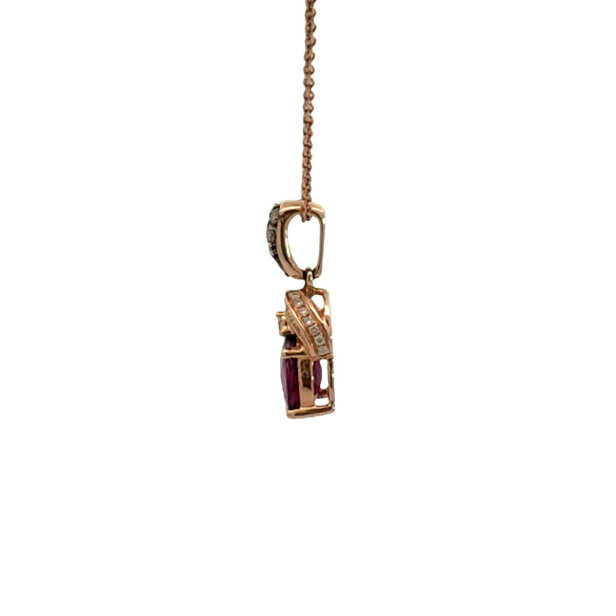 LeVian 14k Rose Gold Necklace with 0.21ctw Diamond & 1.42ctw Rhodolite Garnet2