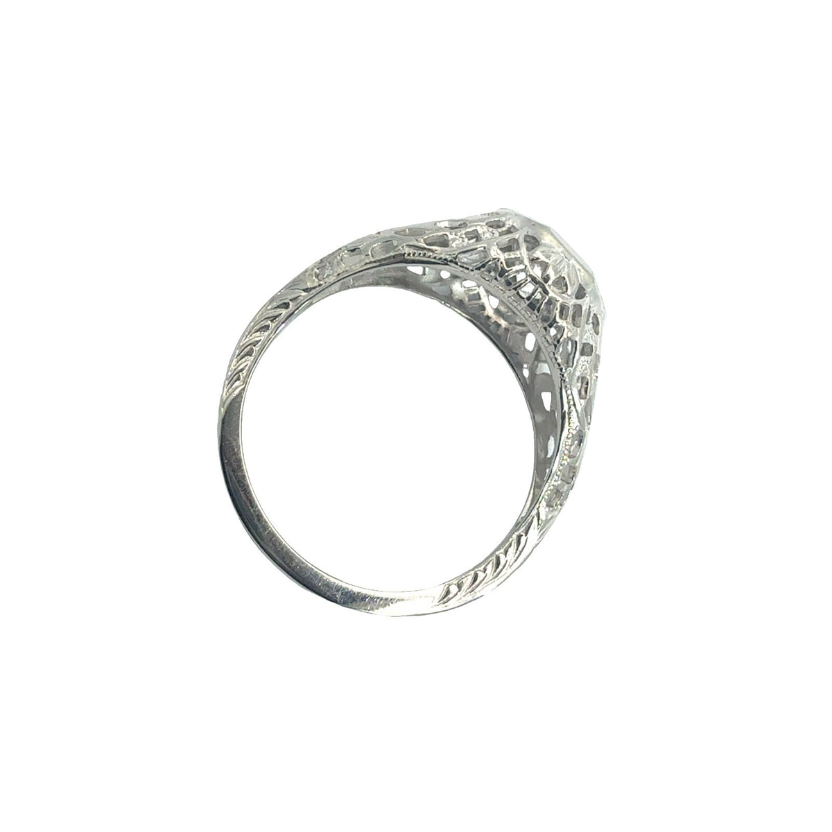Vintage 18k White Gold Solitaire Euro Cut 0.58ctw Diamond Engagement Ring Size 66