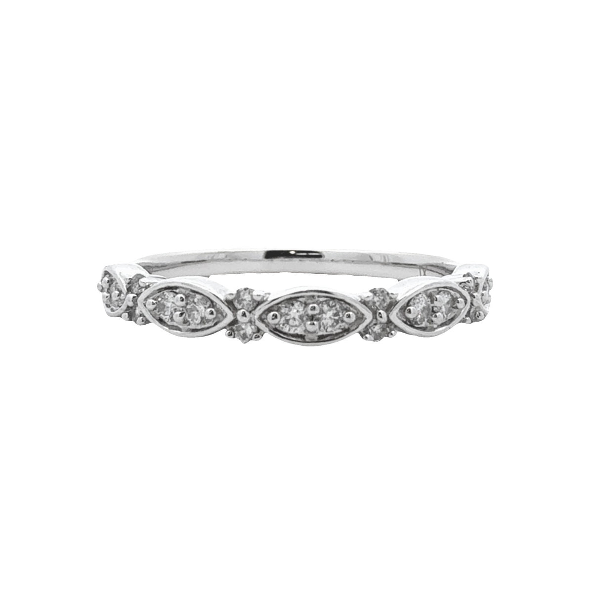 Vintage 10k White Gold 0.22ctw Diamond Band Size 70