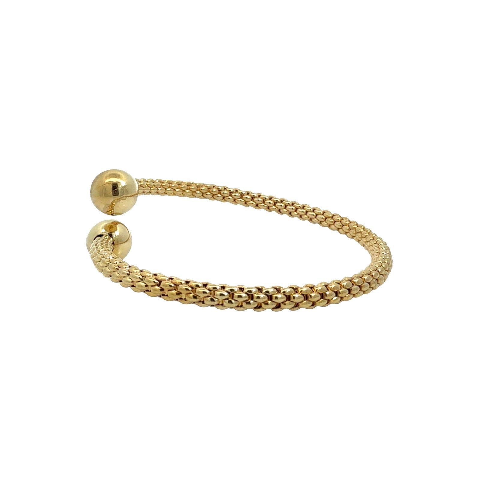 Fope 18k Yellow Gold Textured Flexible Bypass Bangle Bracelet 6.75"4