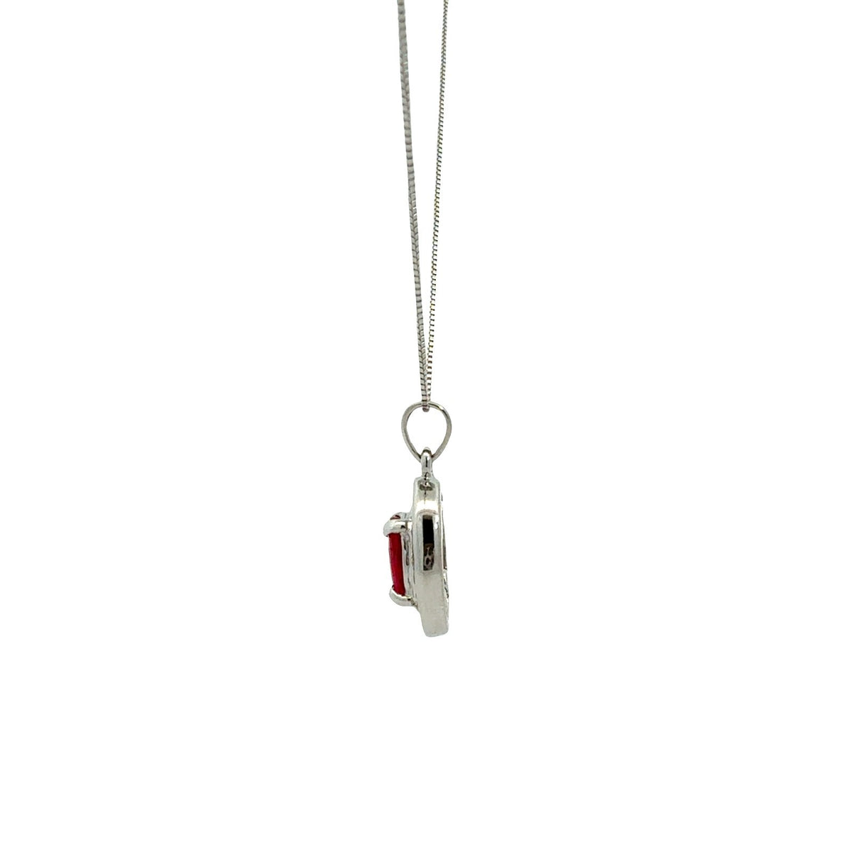 18k White Gold 0.83tcw Oval Ruby and 0.35cttw Diamond Halo Pendant Necklace2