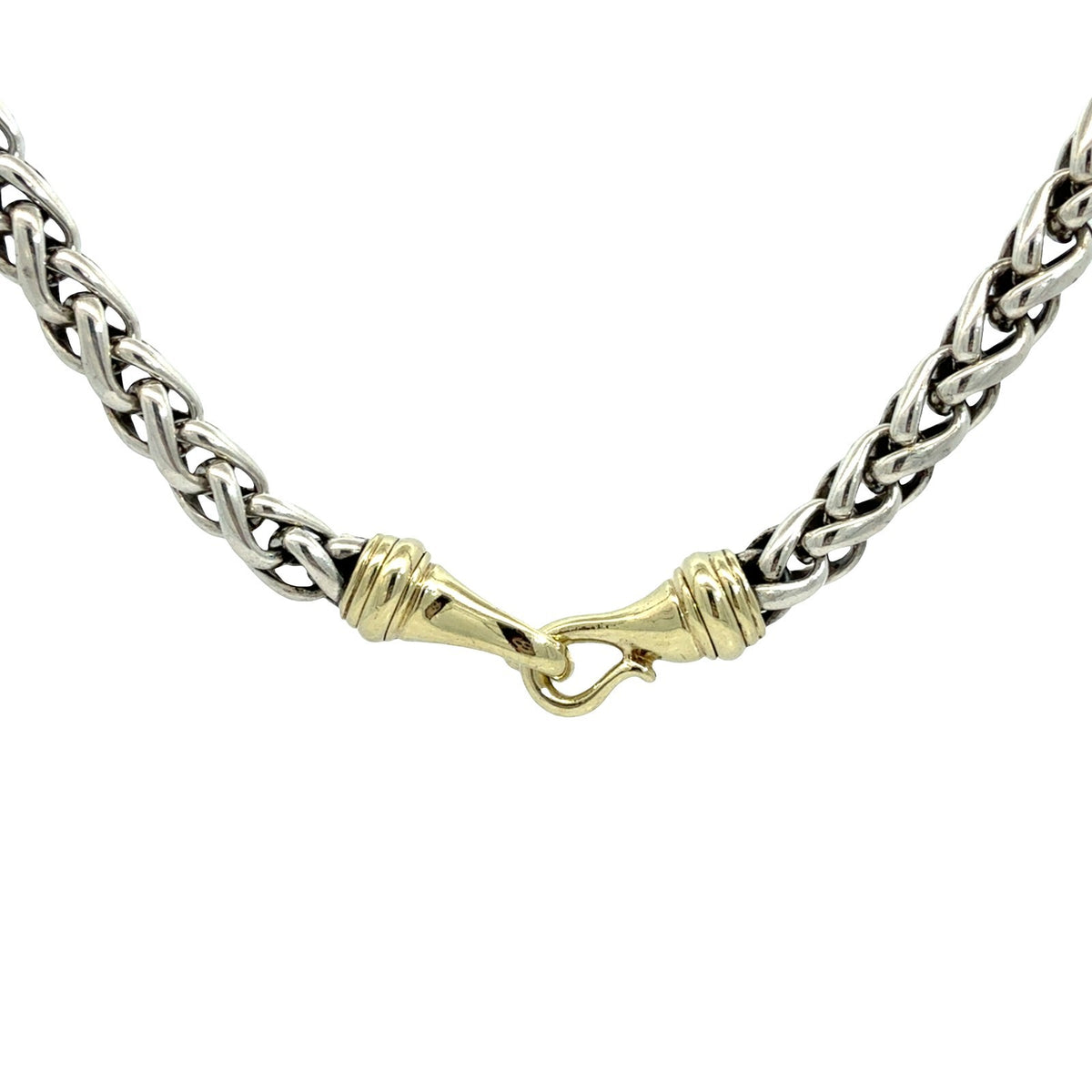 David Yurman Two-Tone Sterling Silver & 14k Gold Woven Wheat Chain Necklace 16"1