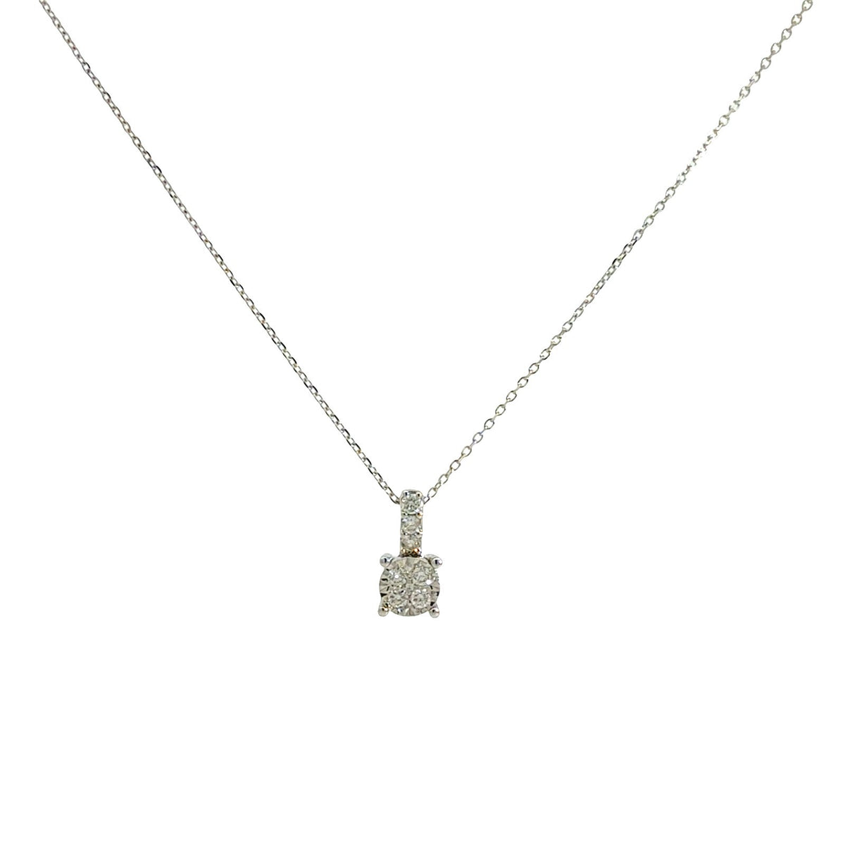 14k White Gold 0.19cttw Diamond Cluster Pendant Necklace1